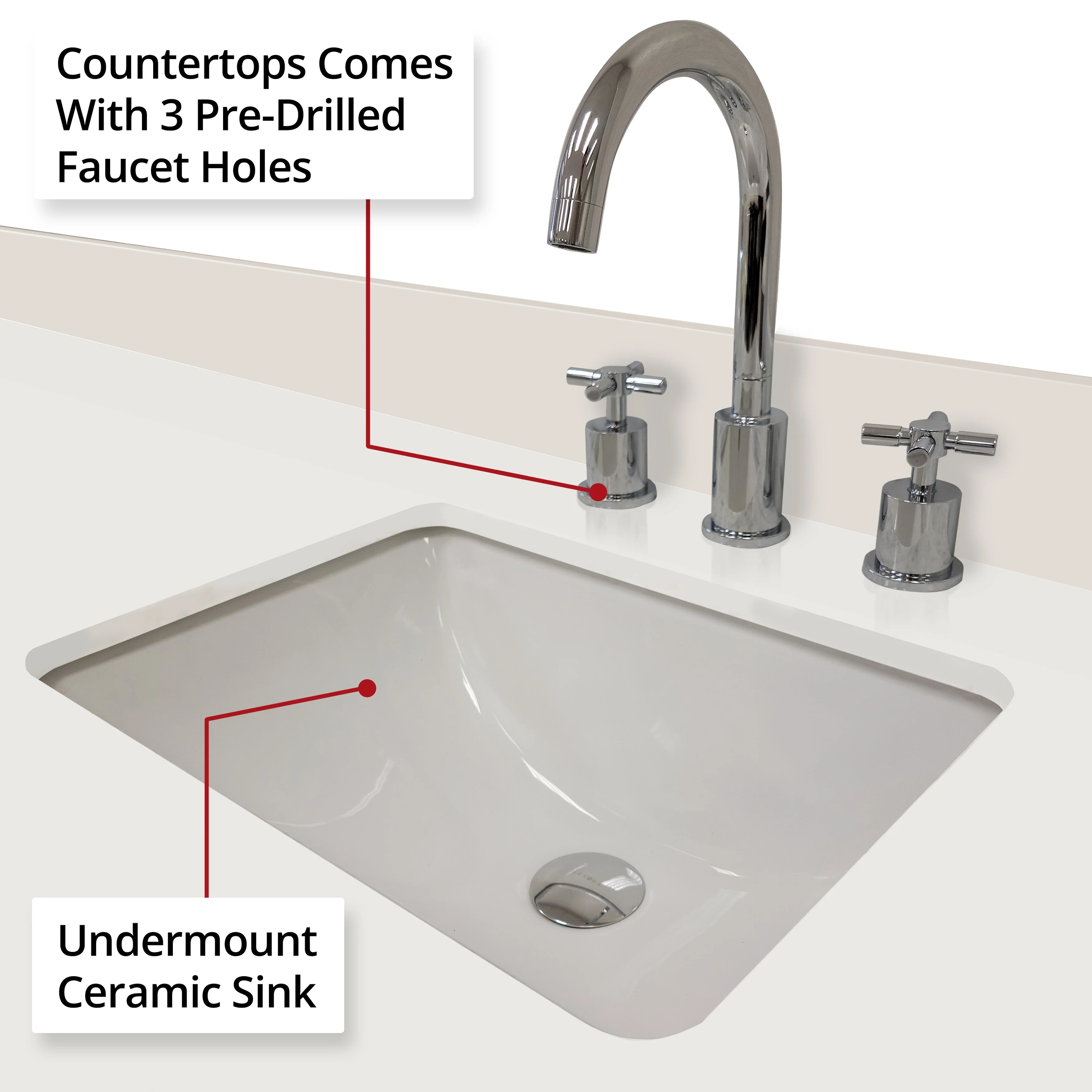 Abbey Bath Vanity with Cultured Marble Top, Sink and Faucet