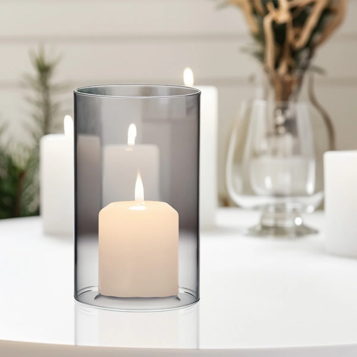 Clear Glass Cylinder Hurricane Chimney Tube, Candle Cover - 1 Piece