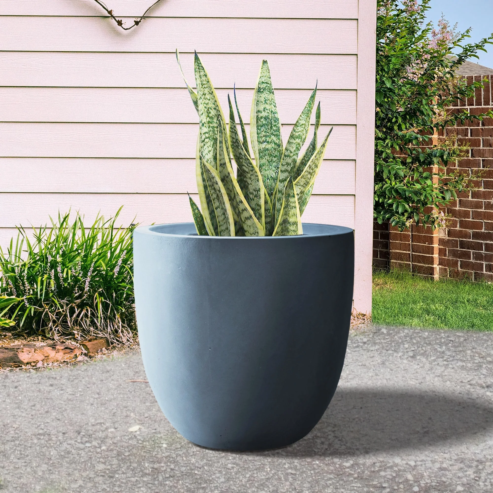 Durx-litecrete Lightweight Concrete Modern Seamless Round Cement Color Planter-Small - 9.8'x9.8'x9.1'