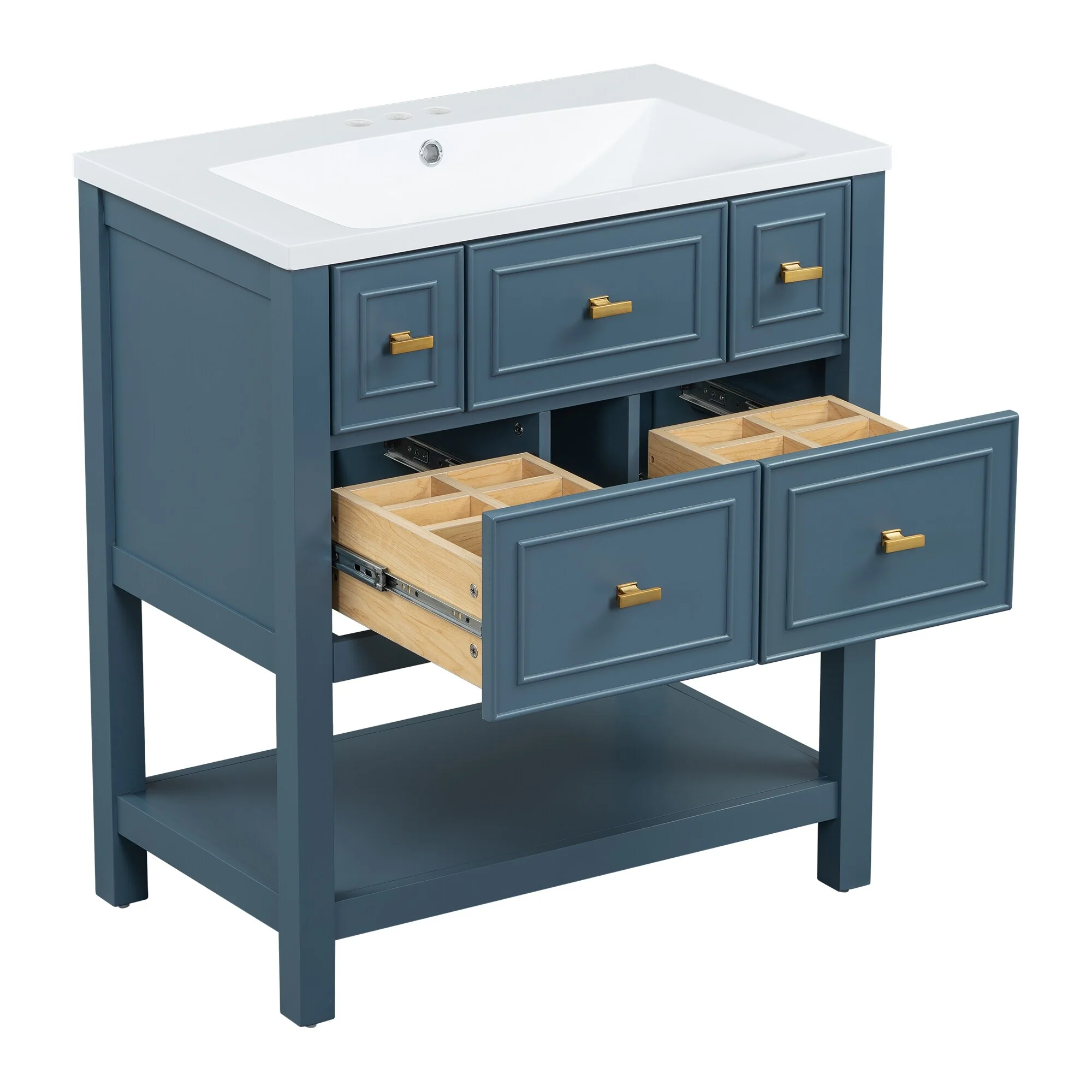 Free Standing Single Bathroom Vanity with 5 Drawers Bathroom Storage Cabinet