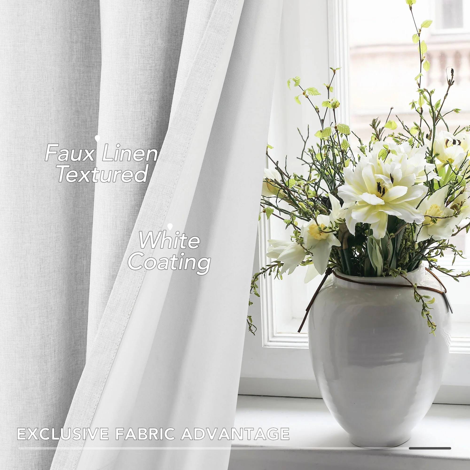 Deconovo Blackout Living Room Curtains Faux Linen Drapes 2 Panels