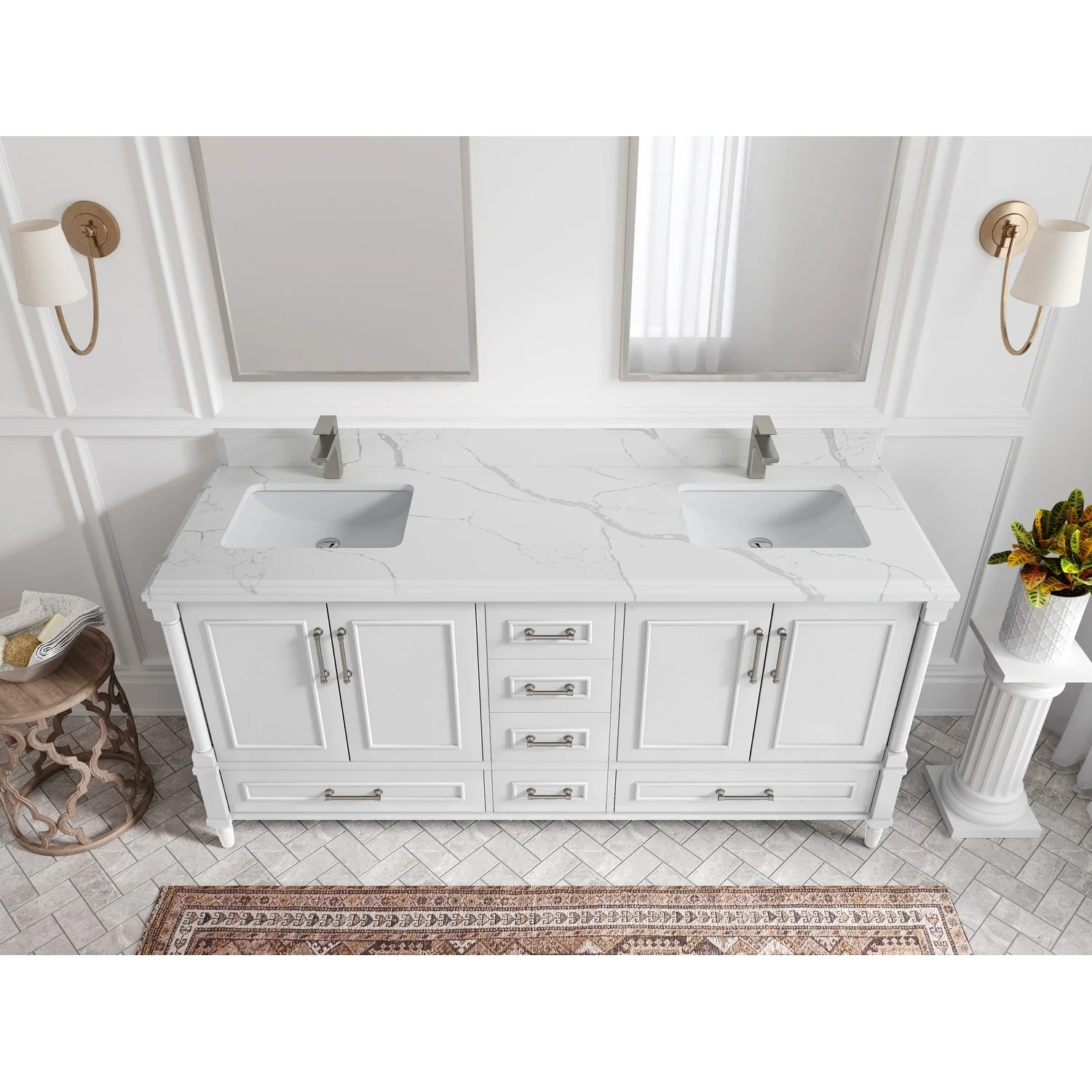 Willow Collections 72 in. W x 22 in. D Aberdeen Double Sink Bathroom Vanity with Countertops