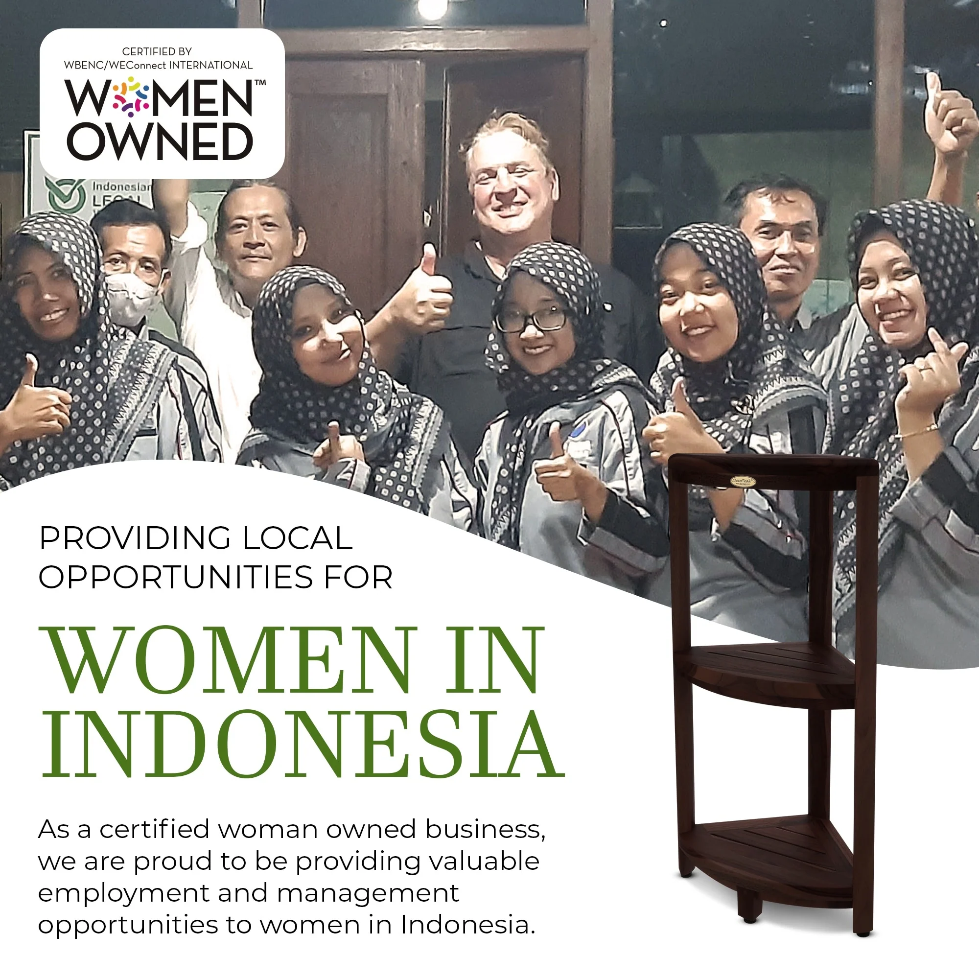 DecoTeak Oasis 3-Tier Solid Teak Corner Shower Shelf in Signature WoodLand Brown Finish