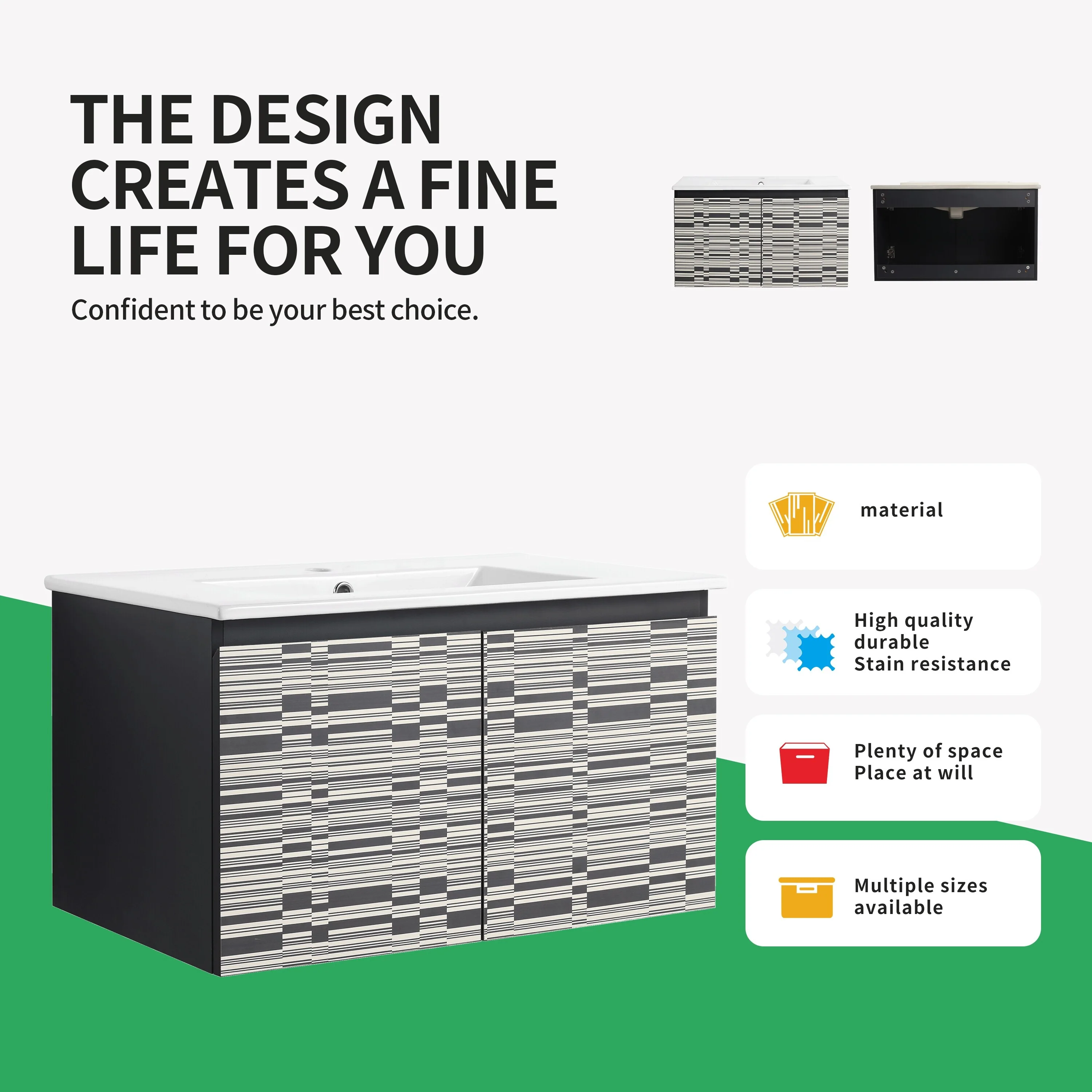 BNK 24/30/48 Inch Double Sink Bathroom Vanity with Soft Close Door