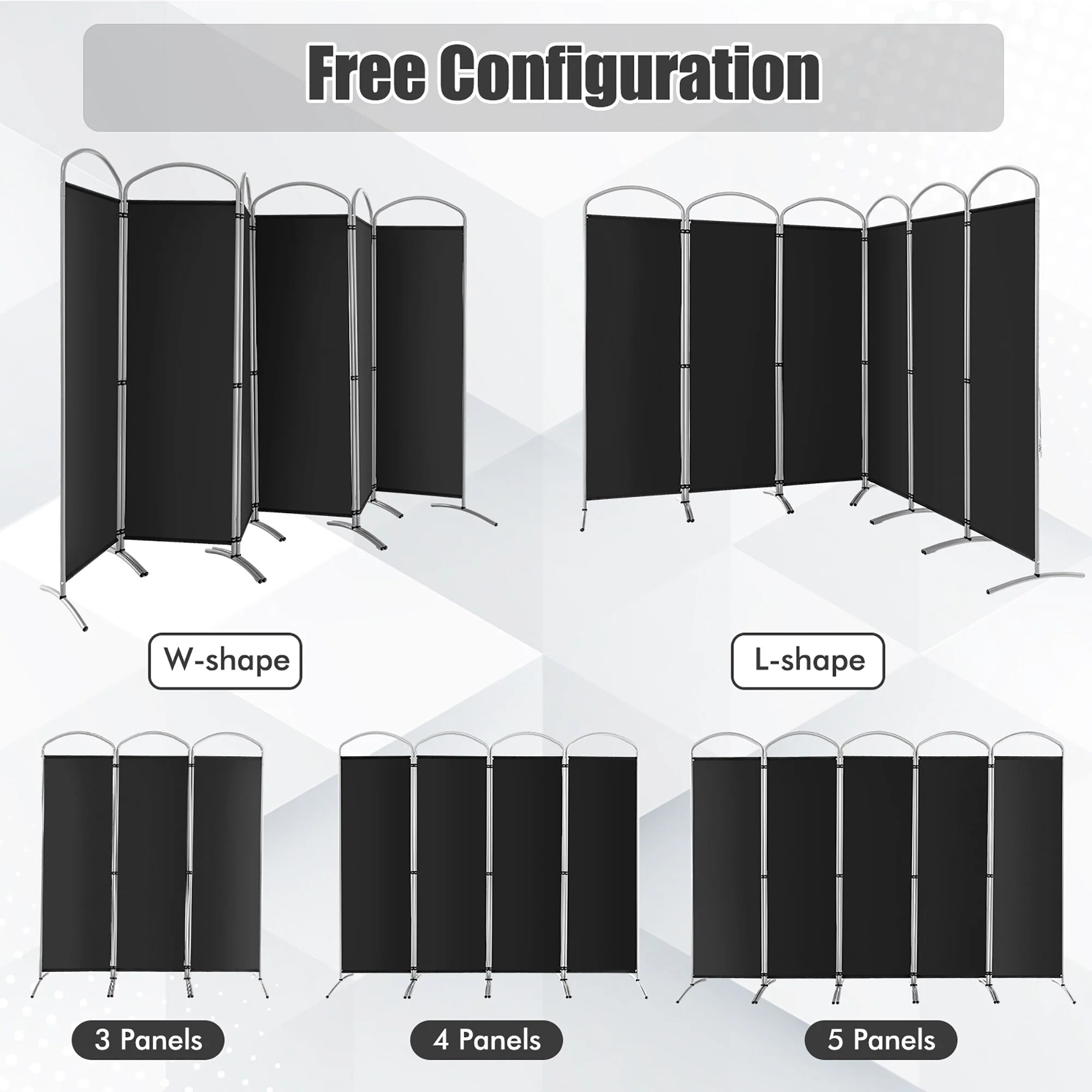 Costway 6 Panels Folding Privacy Screen 6 Ft Tall Fabric Privacy