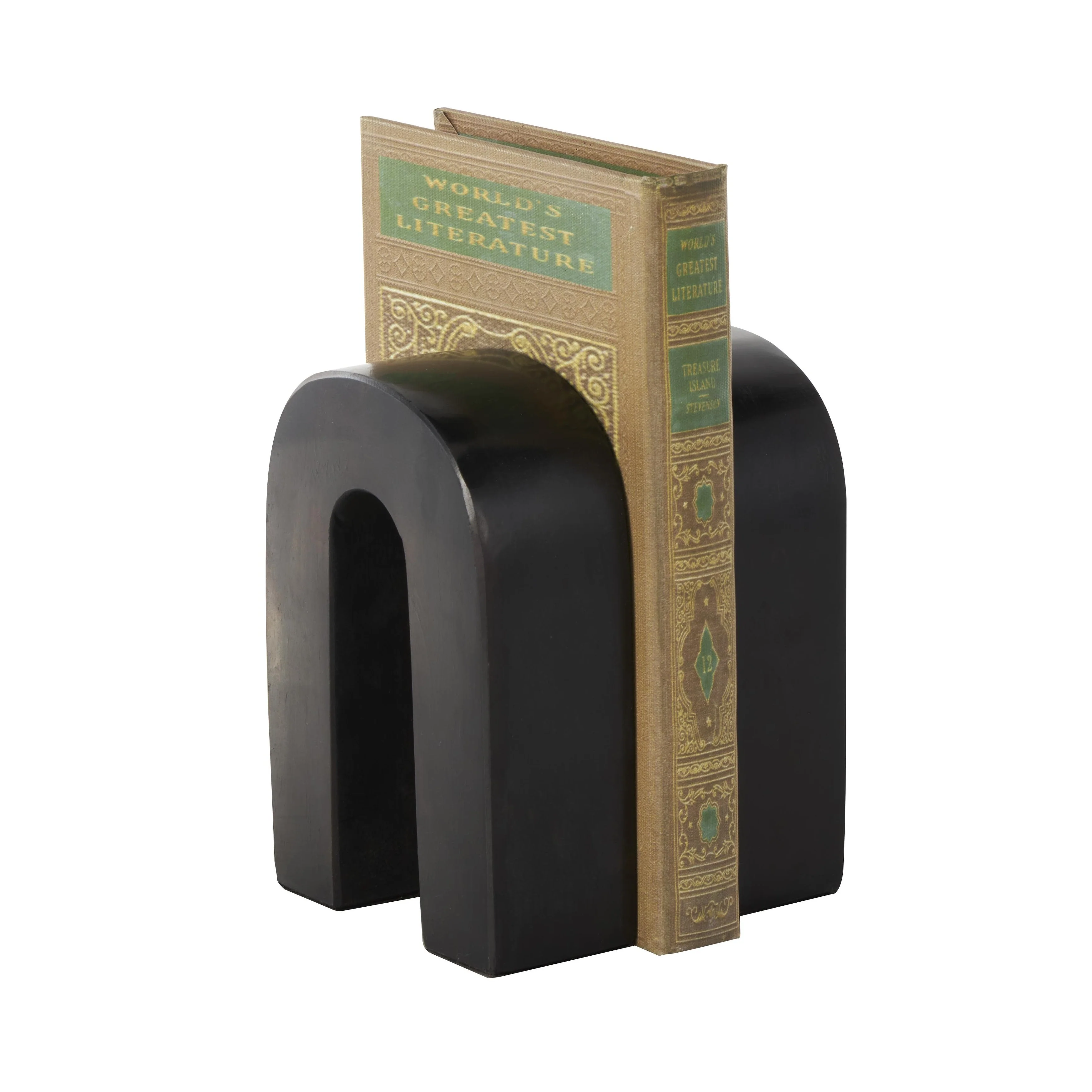 Marble Minimalistic Arched Decorative Bookends - Set of 2 Black - Roche River Decor