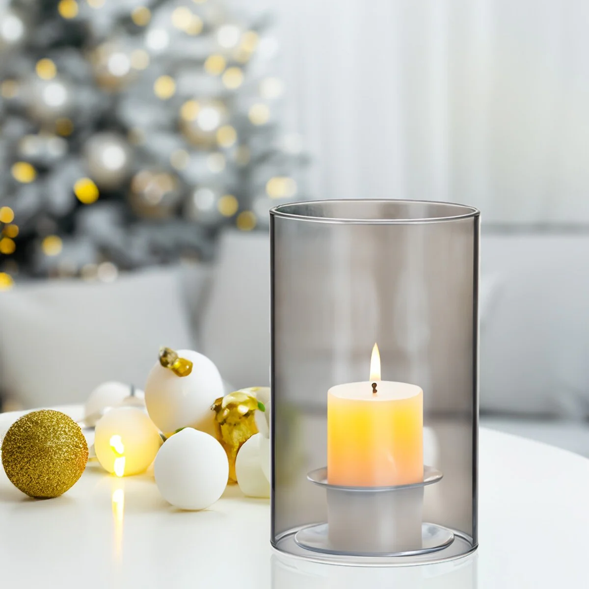 Clear Glass Cylinder Hurricane Chimney Tube, Candle Cover - 1 Piece