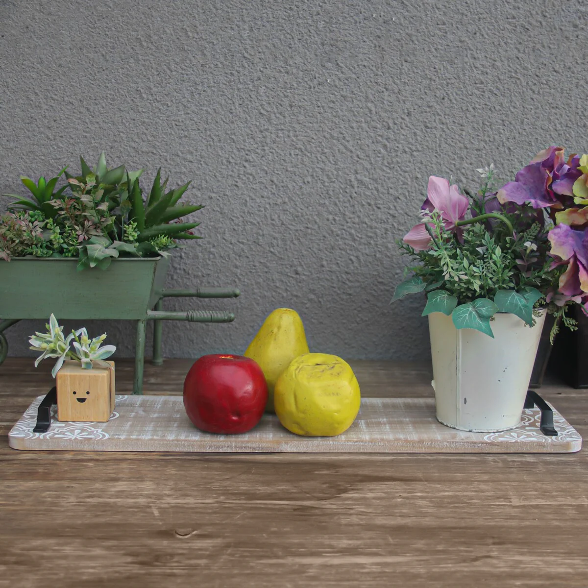 22.5inch Long Wooden Flat Tray with Metal Handle - 22.5 X 1.13