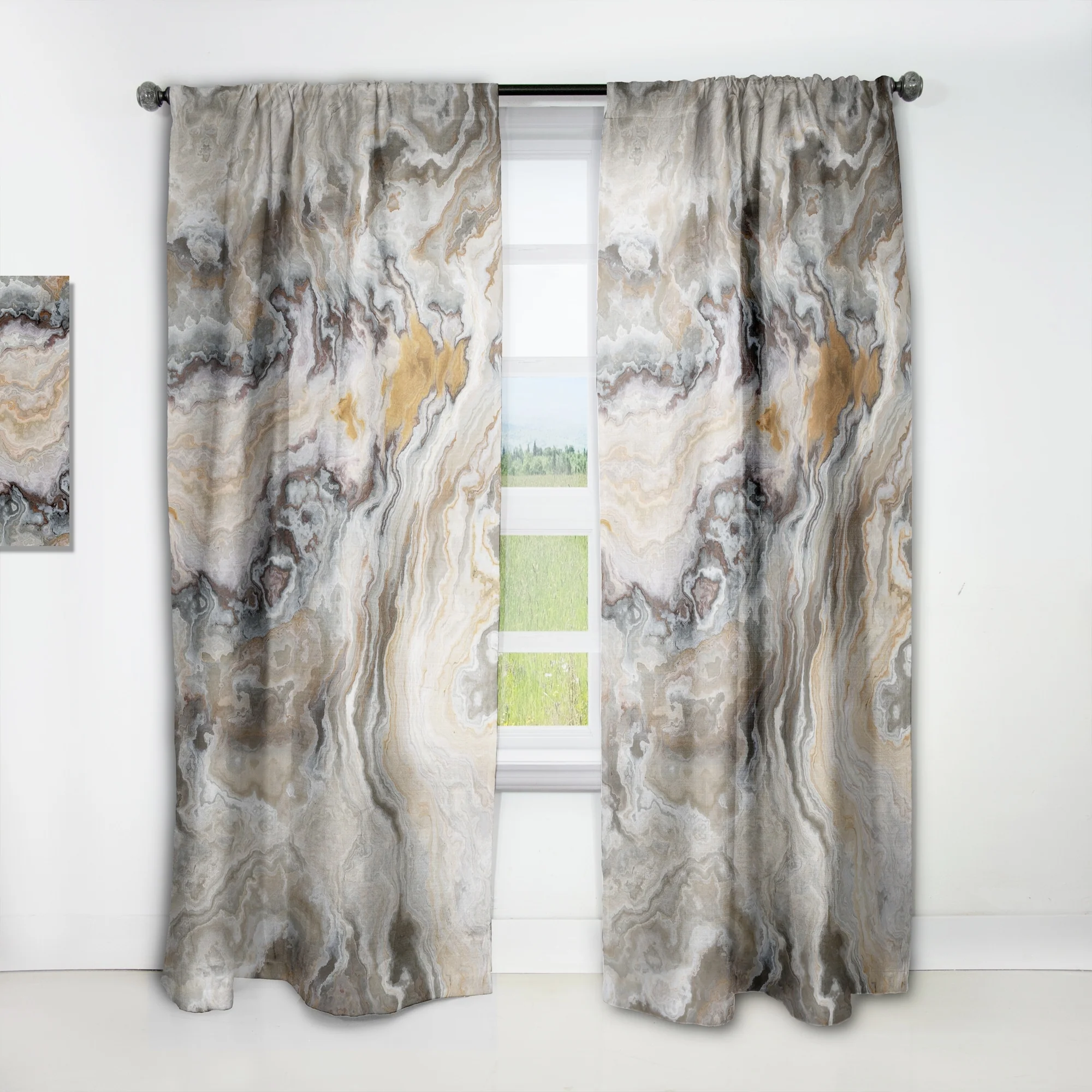 Designart 'Onyx detail Composition' Mid-CenturyCurtain Single Panel