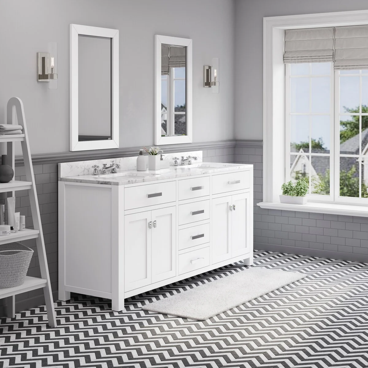 Water Creation Madison 72-inch Solid White Double Sink Bathroom Vanity