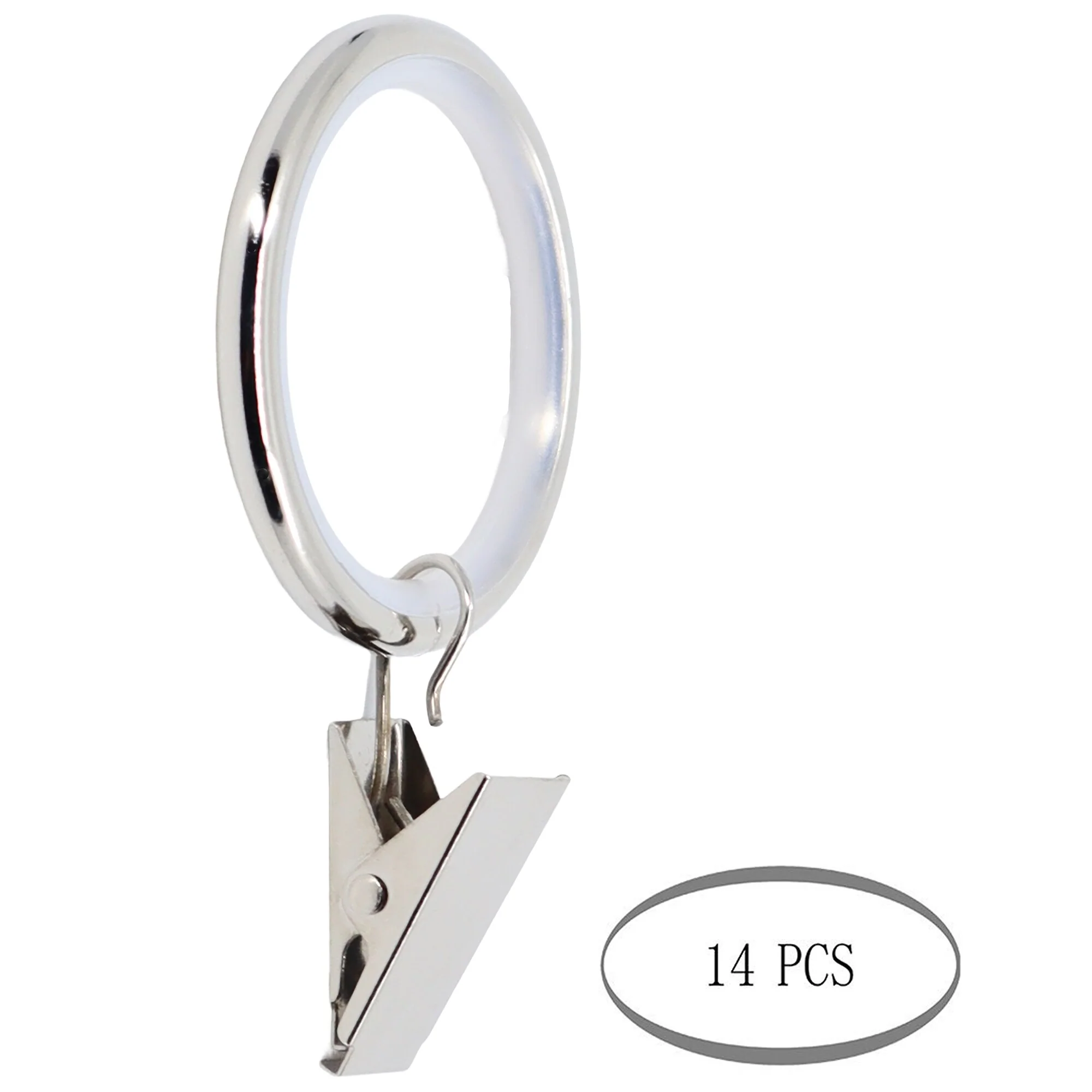 Meriville Drapery Curtain Rings with Clip - 1.5-Inch Inner Diameter with insert