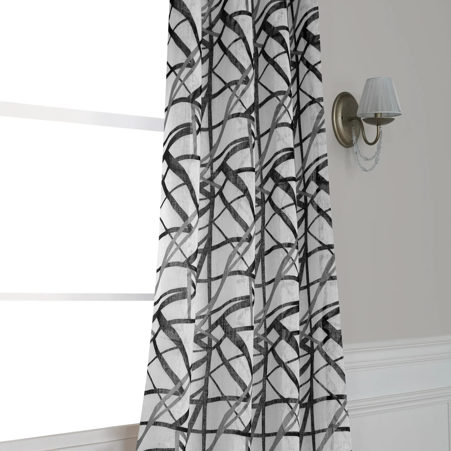 Exclusive Fabrics Matrix Printed Faux Linen Sheer Curtain (1 Panel)