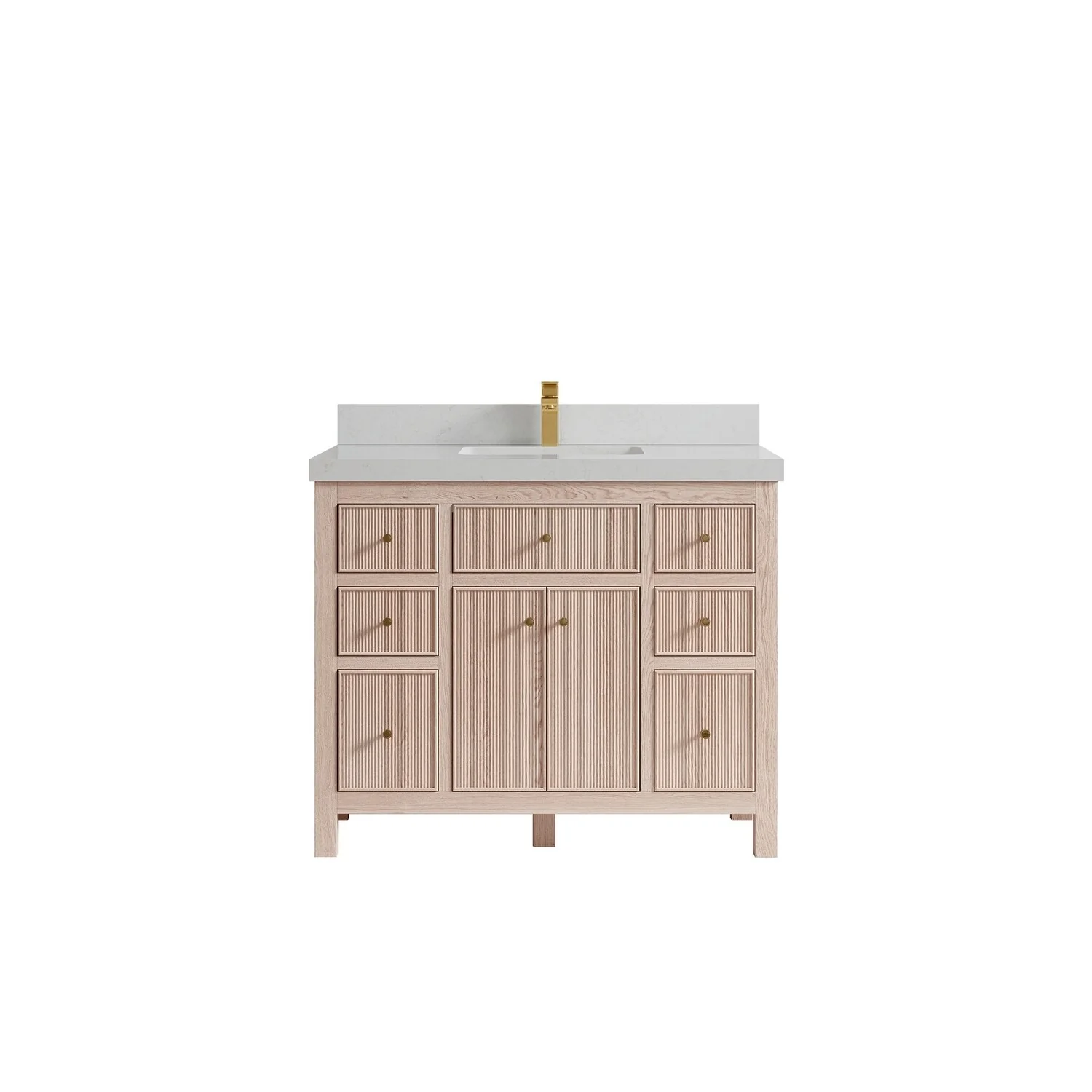 Willow Collections 42 x 22 Sonoma White Oak Wood Single Sink Bathroom Vanity with Quartz or Marble Countertop