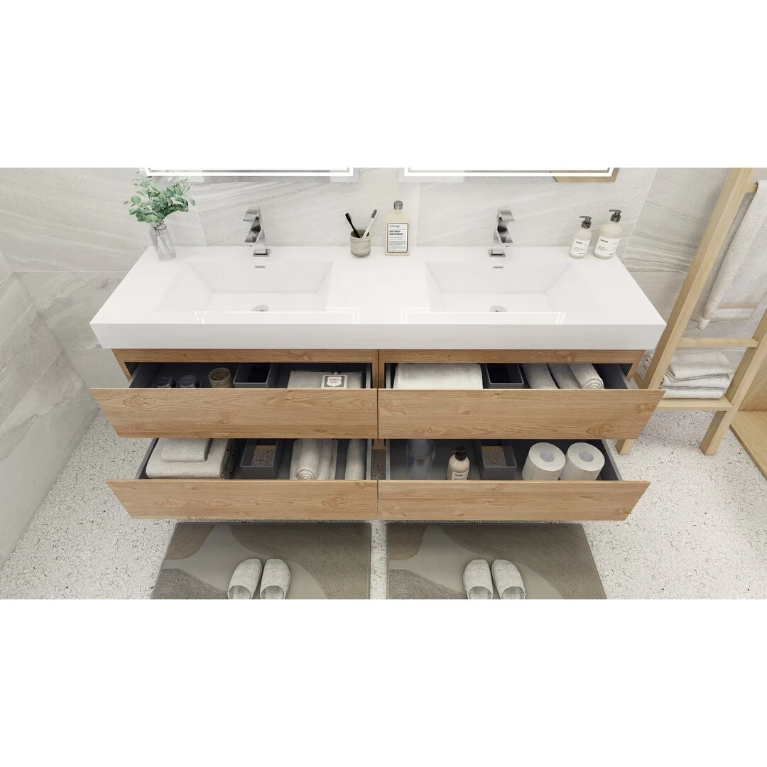 Baillie 72'' Wall-Mounted Vanity with Double Reinforced Acrylic Sink