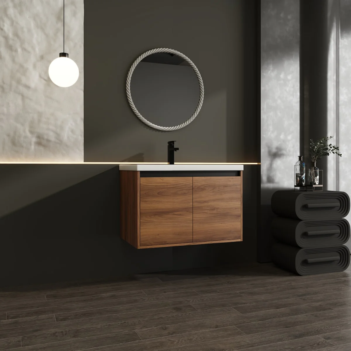 Bathroom Vanity with Resin Countertop Sink & 2 Doors