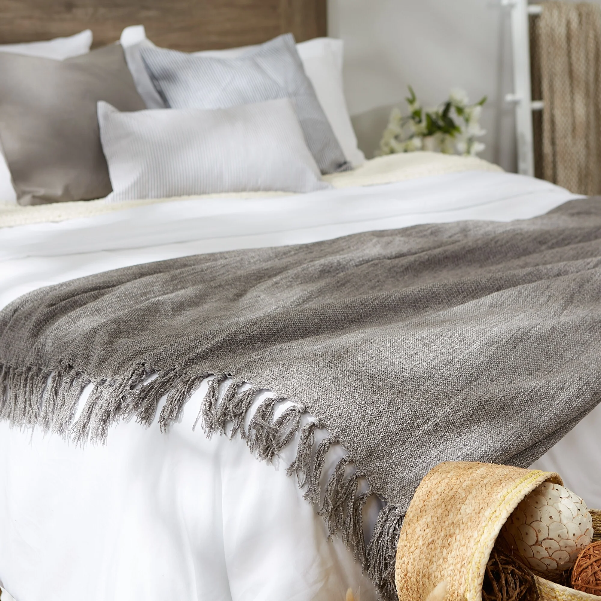DII Soft Denim Blue Chenille Throw