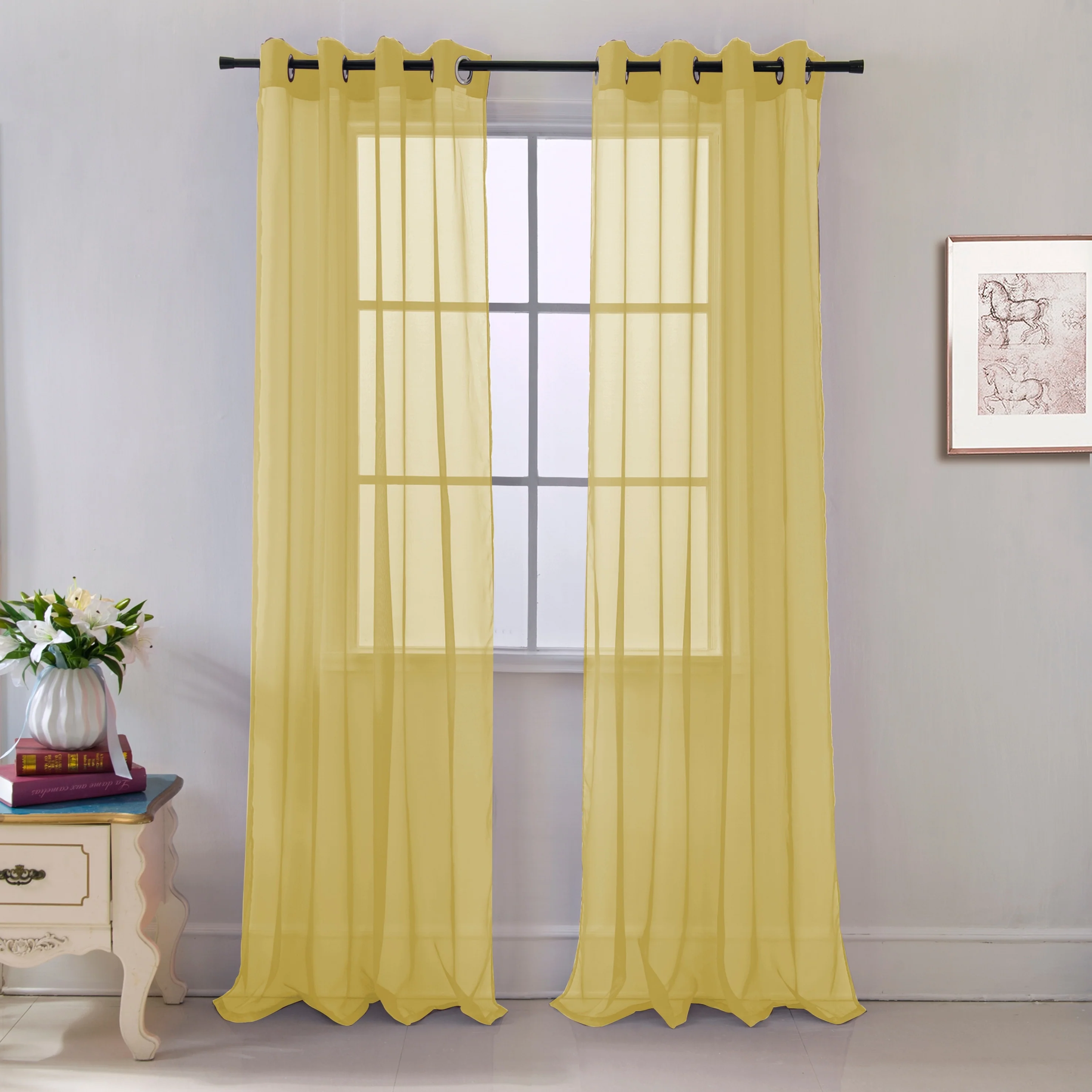 Cara Sheer Voile Grommet Window Curtain Panel - 84 or 90 inches