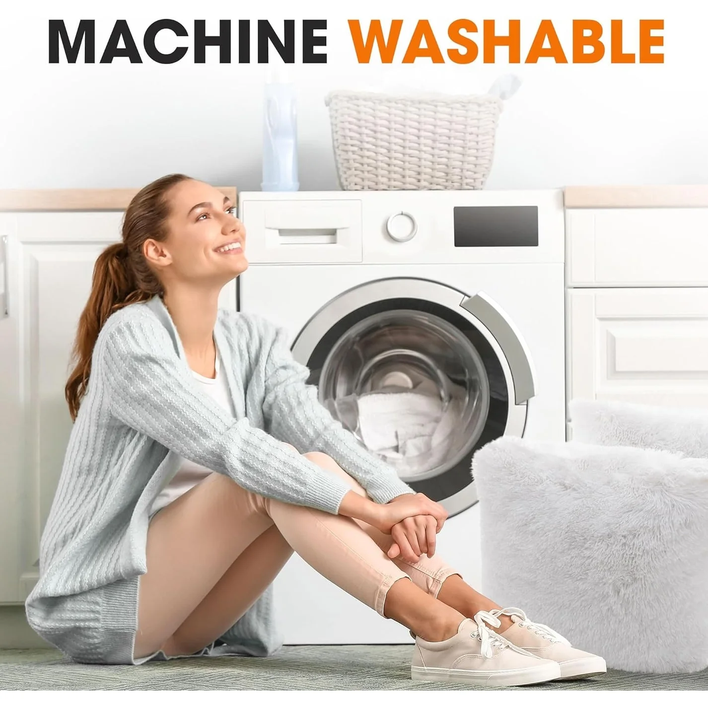 Cheer Collection Shaggy Long Hair Throw Pillows (Set of 2)