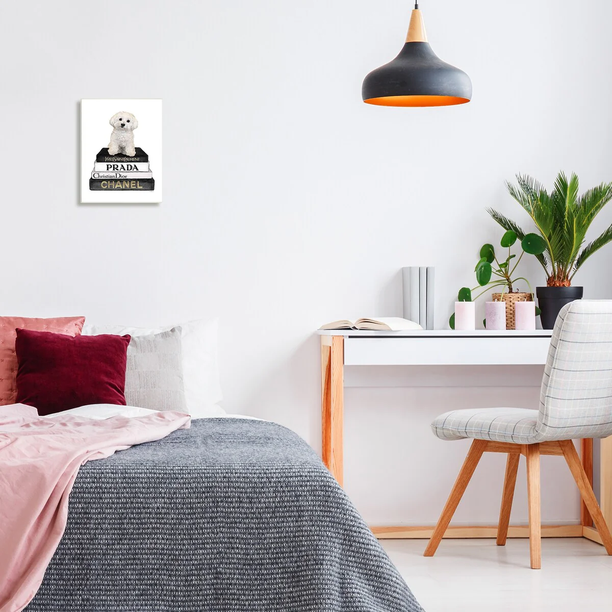 Stupell Maltese Dog Glam Pet Fashion Bookstack Wood Wall Art - White