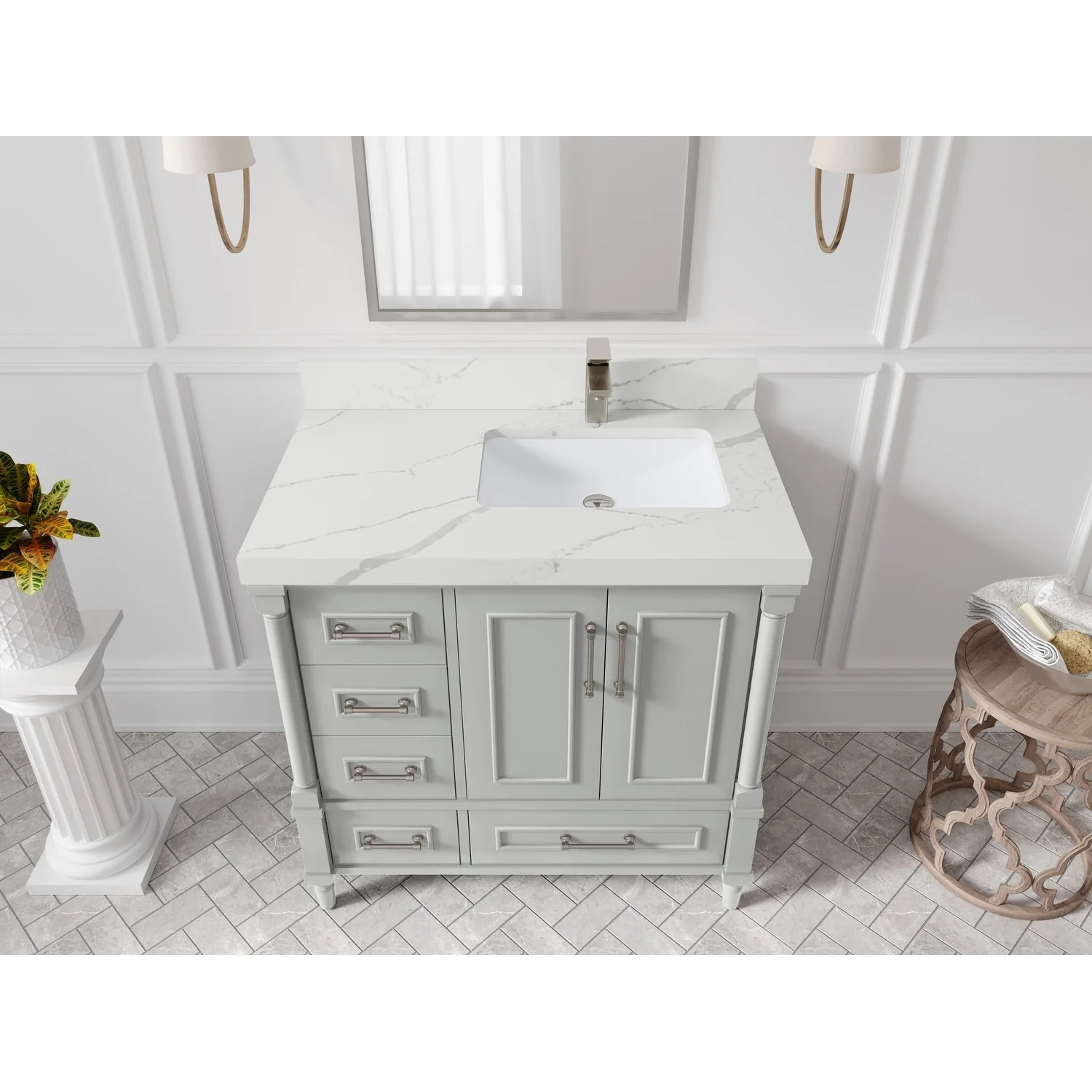 Willow Collections 36 in. W x 22 in. D Aberdeen Right Offset Sink Bathroom Vanity with Countertop