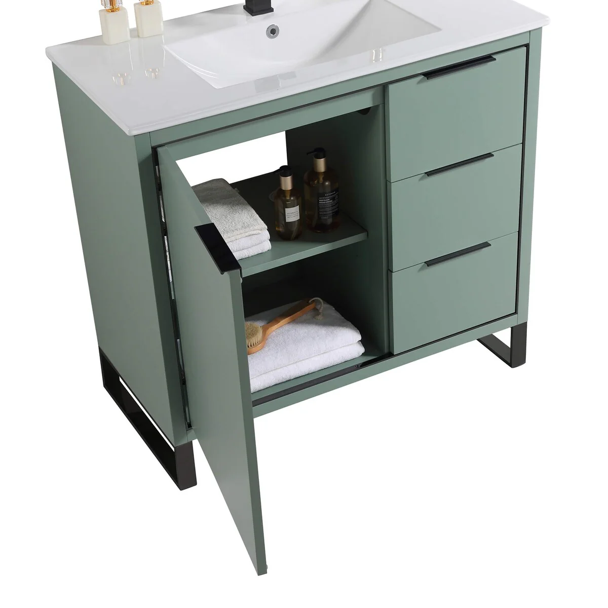 Fine Fixtures Opulence Collection Bathroom Vanity with White Ceramic Sink