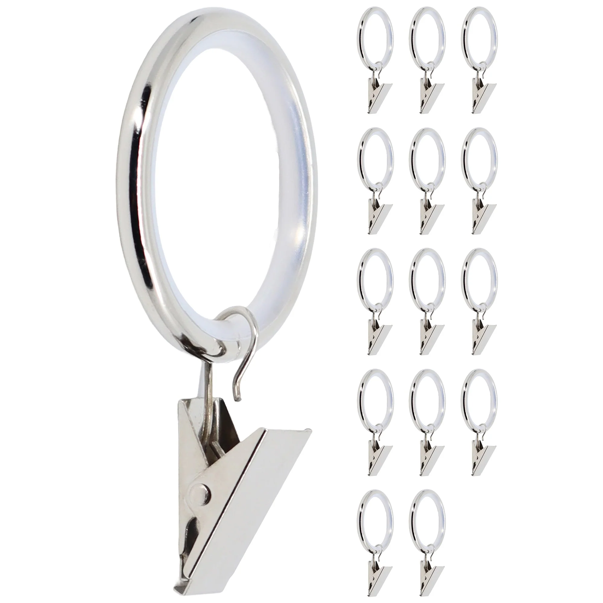 Meriville Drapery Curtain Rings with Clip - 1.5-Inch Inner Diameter with insert