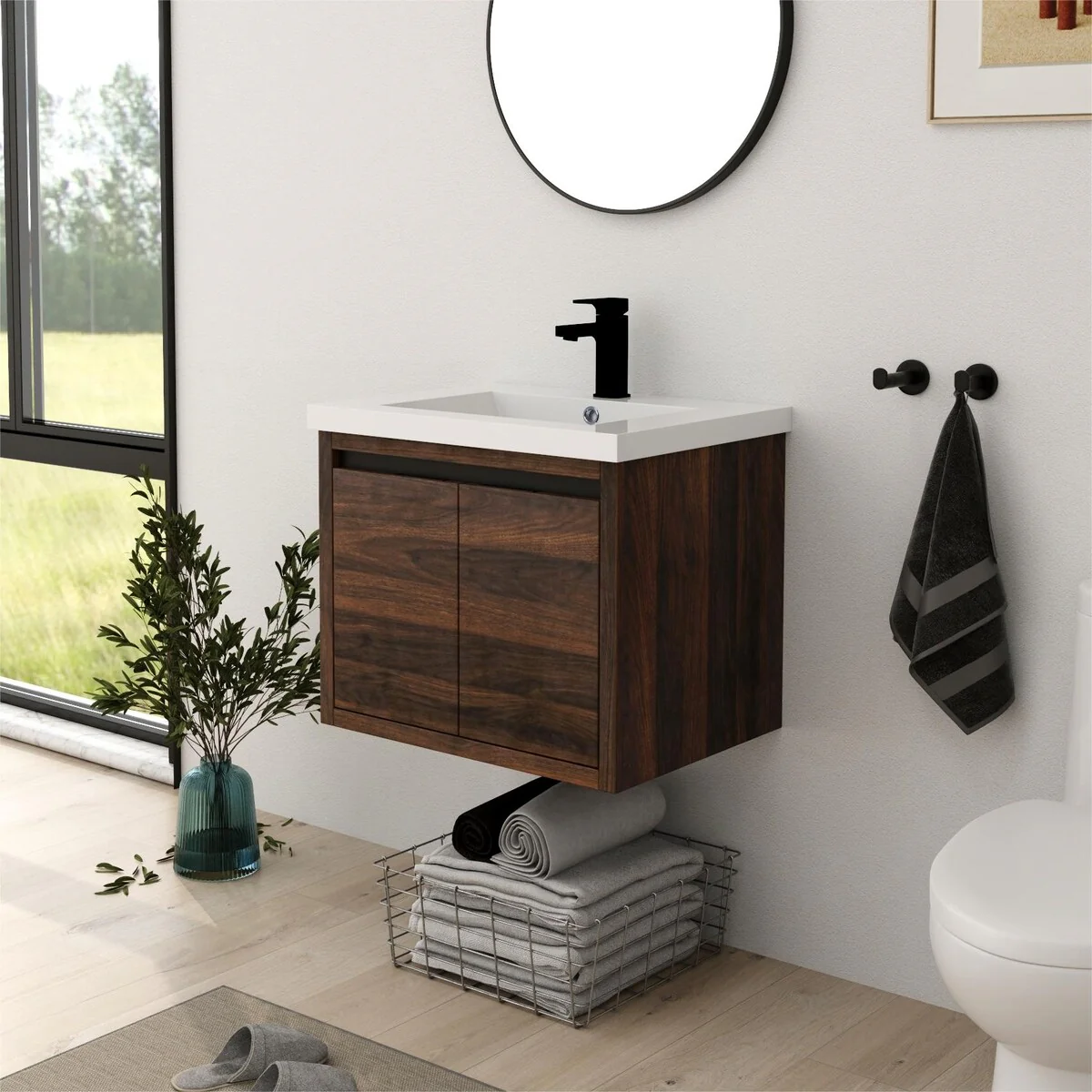 Bathroom Vanity With Sink In 24 Inch, Floating Bathroom Vanity With Soft Close Door