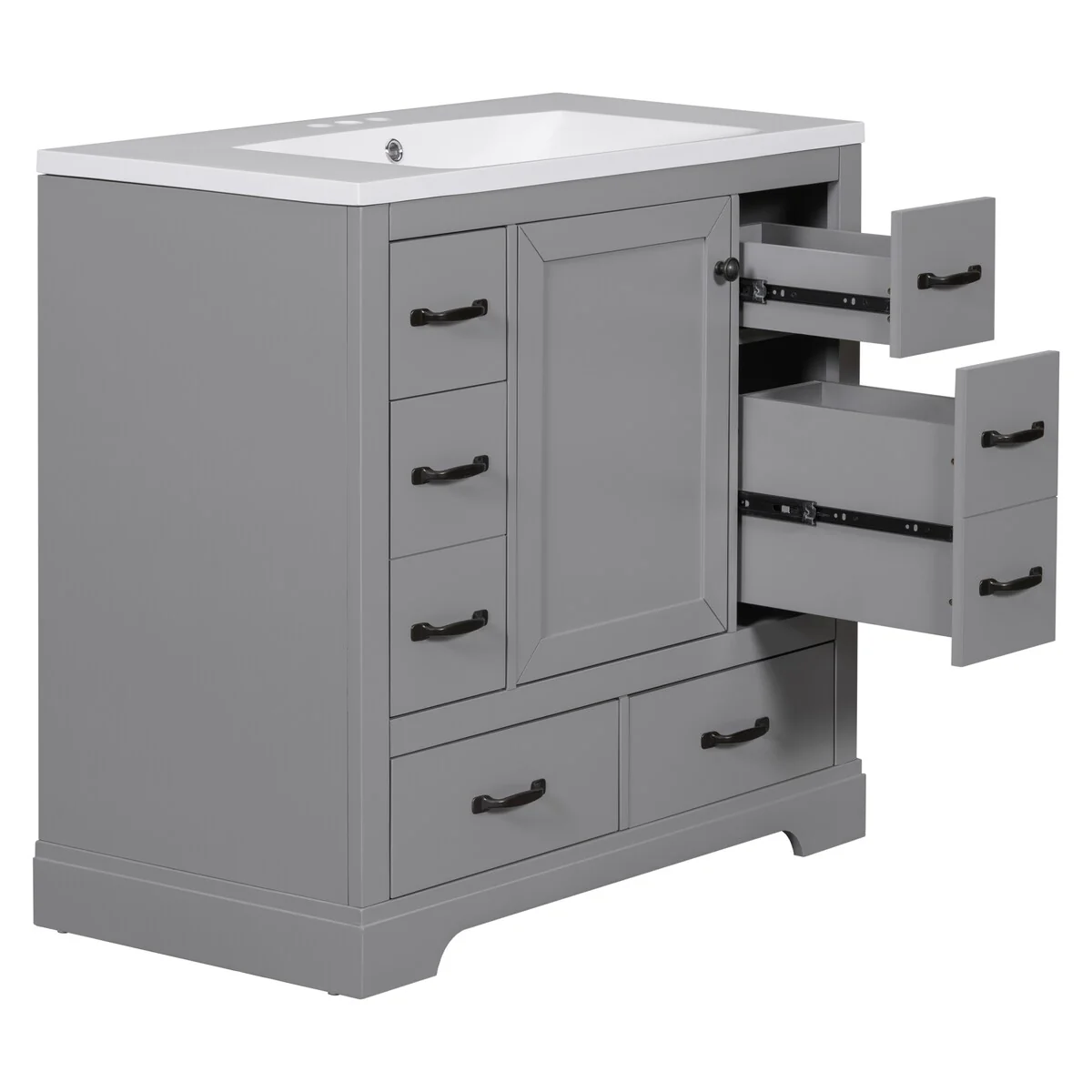 Bathroom Vanity Cabinet with Multi-Functional Drawer and Adjustable Shelf