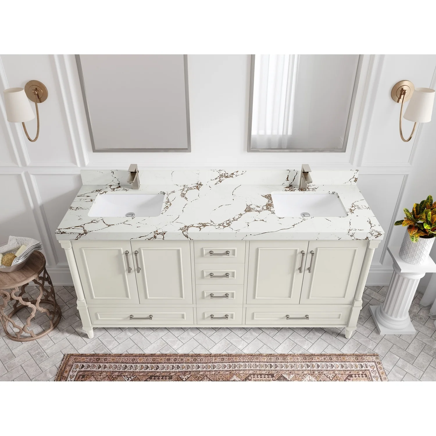 Willow Collections 72 in. W x 22 in. D Aberdeen Double Sink Bathroom Vanity with Countertops