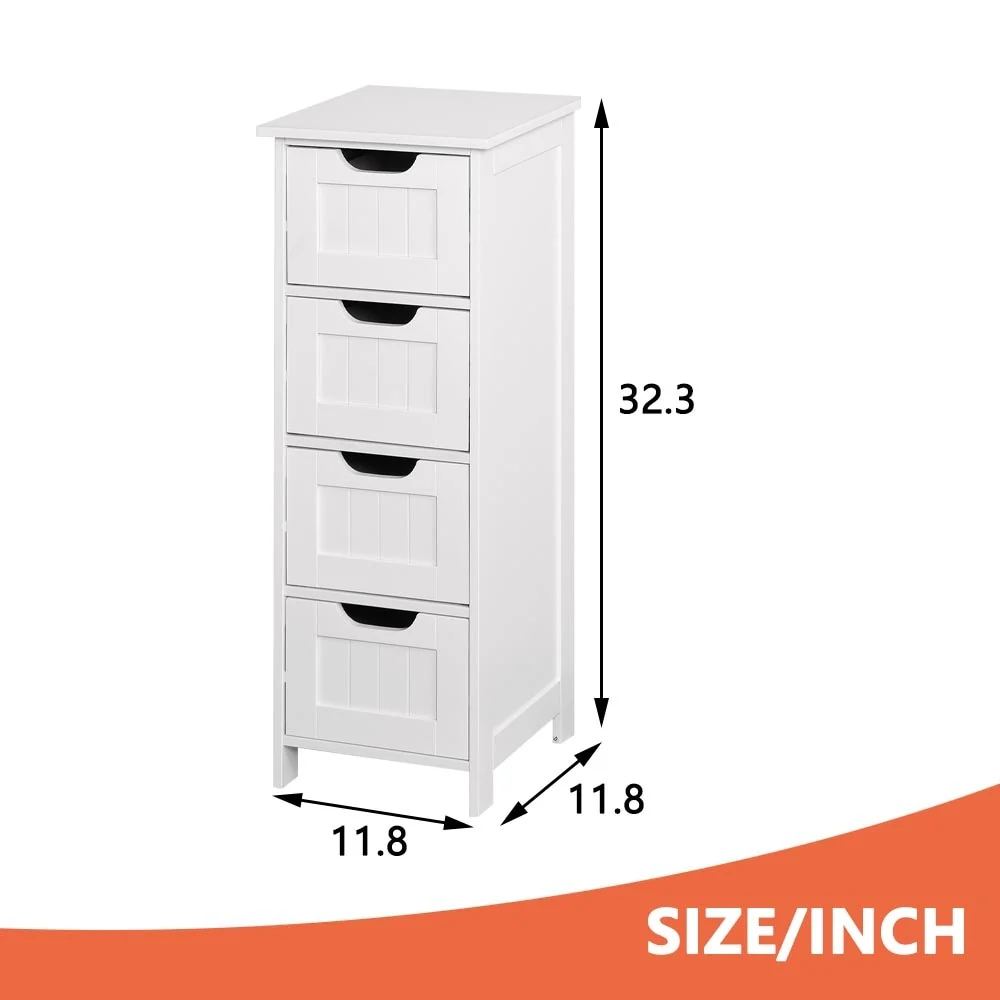 4-Drawer Slim Bathroom Storage Cabinet