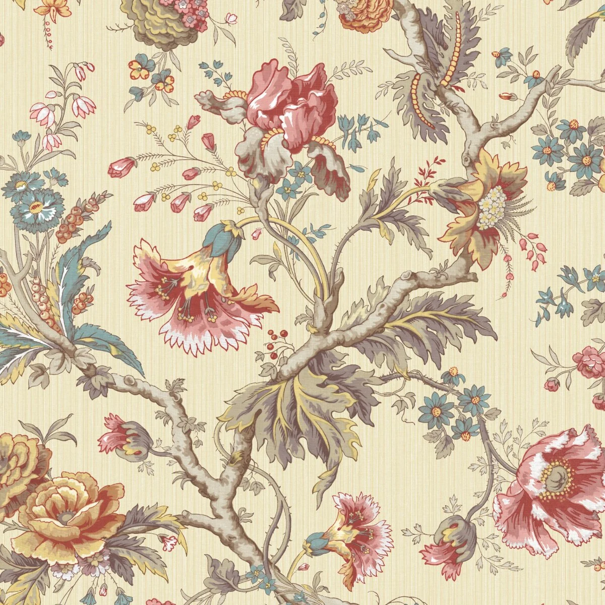 Seabrook Designs Amy Jacobean Floral Unpasted Wallpaper