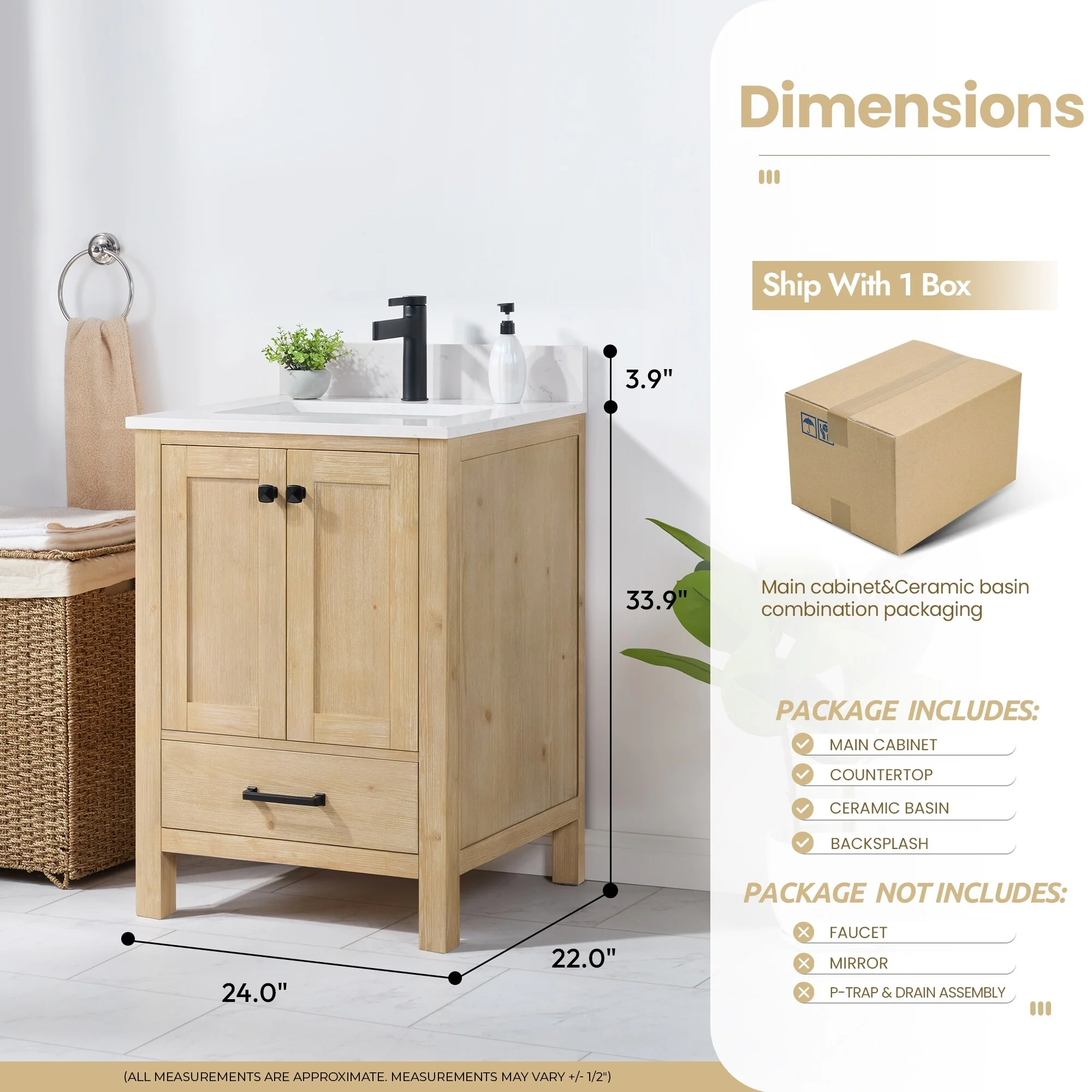 Shannon Bath Vanity with Composite Stone Countertop without Mirror