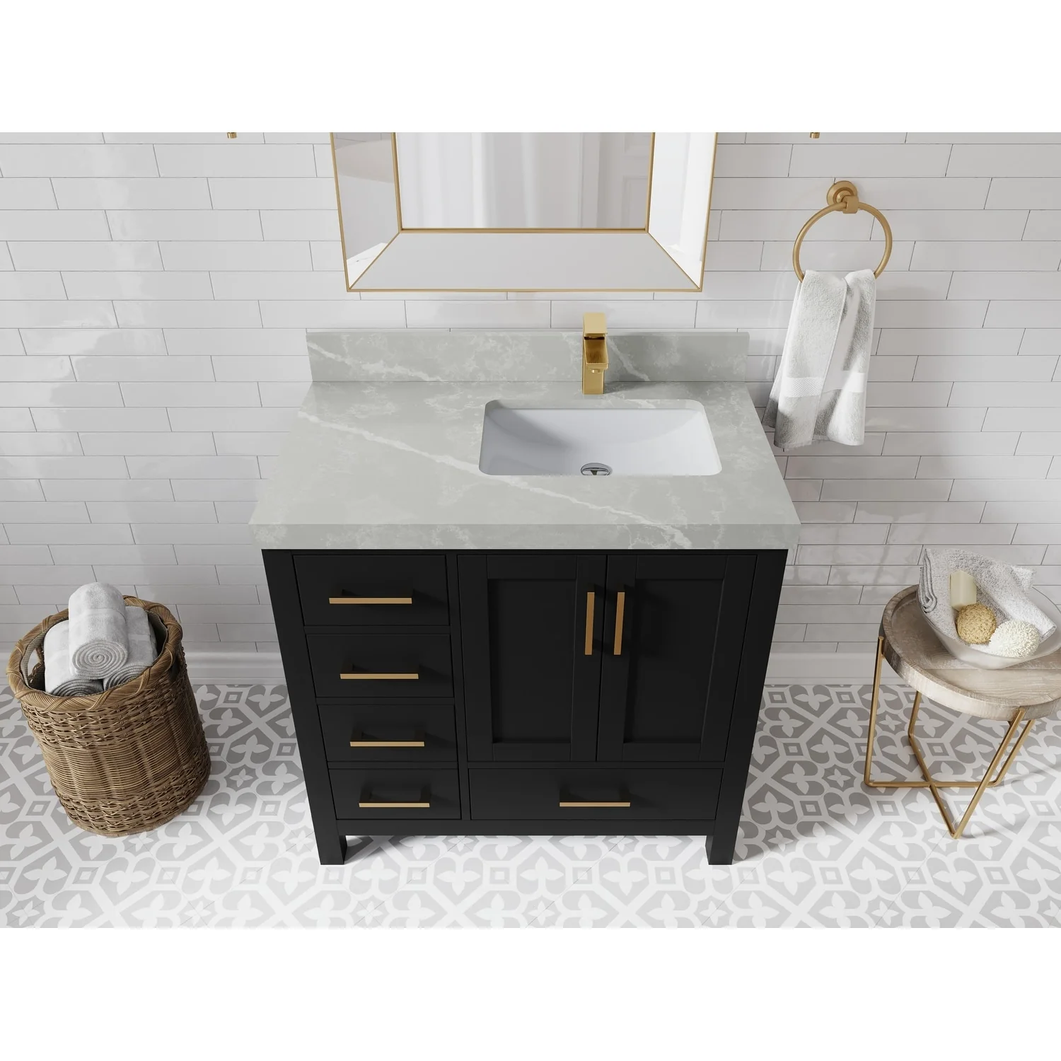 Willow Collections 36 in. W x 22 in. D Malibu Right Offset Sink Bathroom Vanity with Countertop