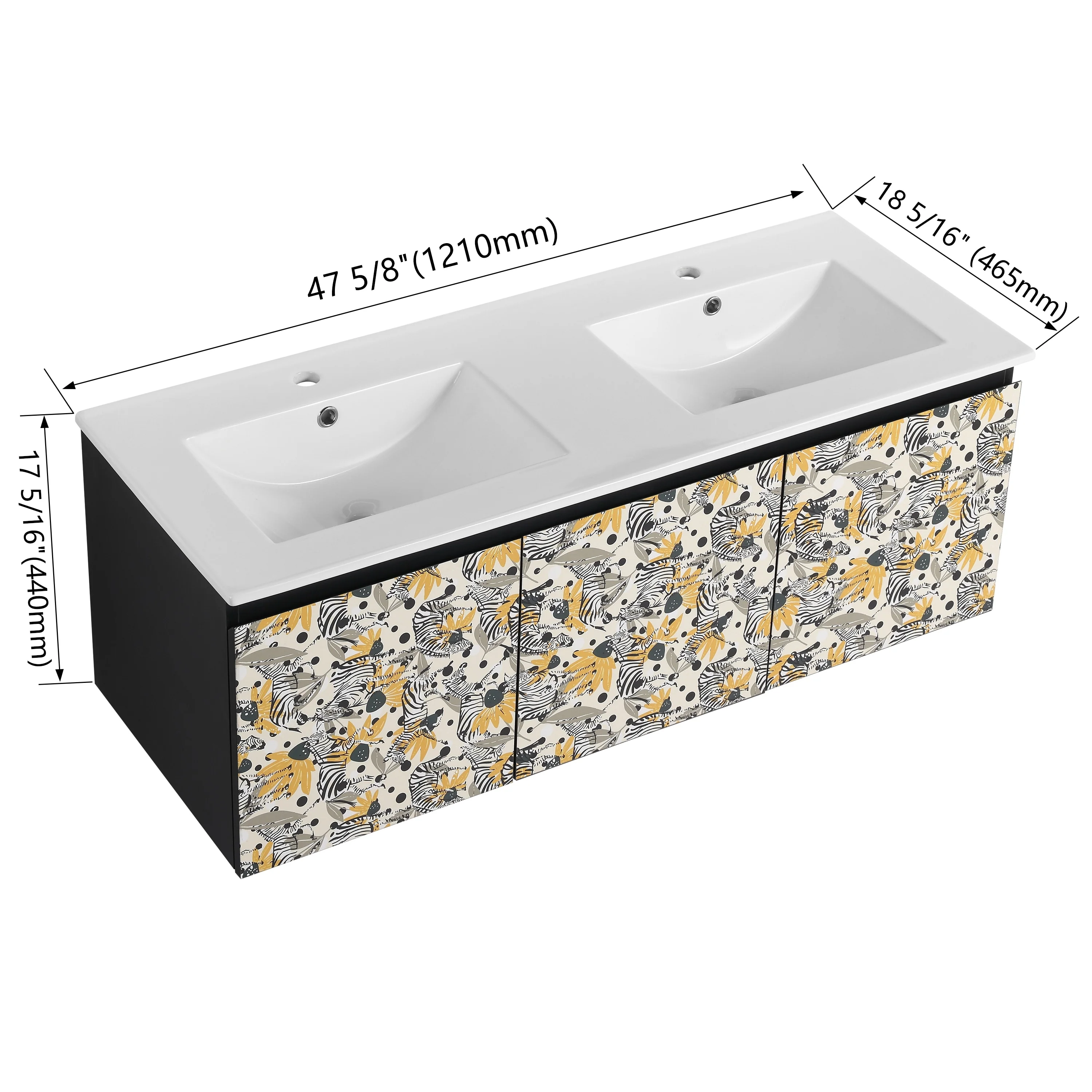 BNK 24/30/48 Inch Double Sink Bathroom Vanity with Soft Close Door
