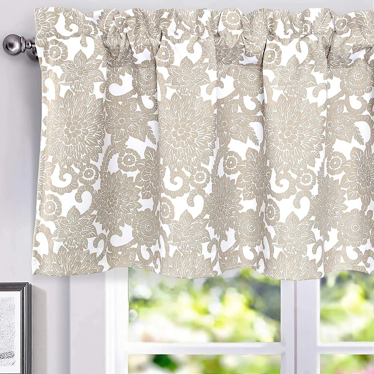 DriftAway Daisy Dahlia Blooming Flower Floral Lined Window Curtain Valance 2 Pack