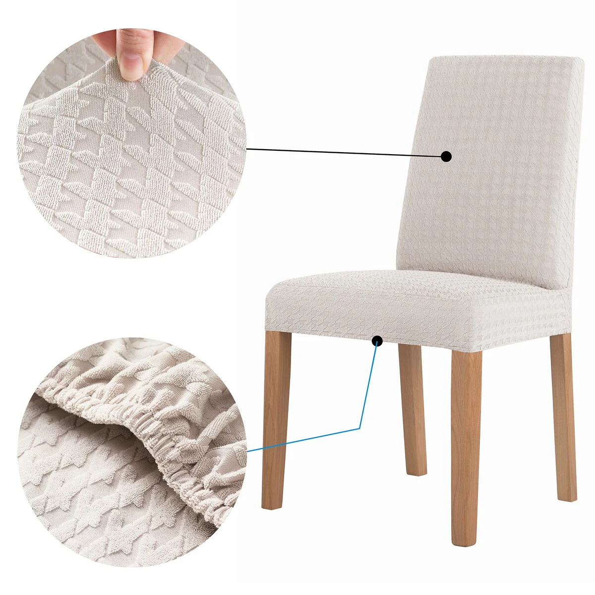 No. 918 Sparta 2-pack Houndstooth Textured Stretch Fit Elastic Dining Chair Cover Pair - 28