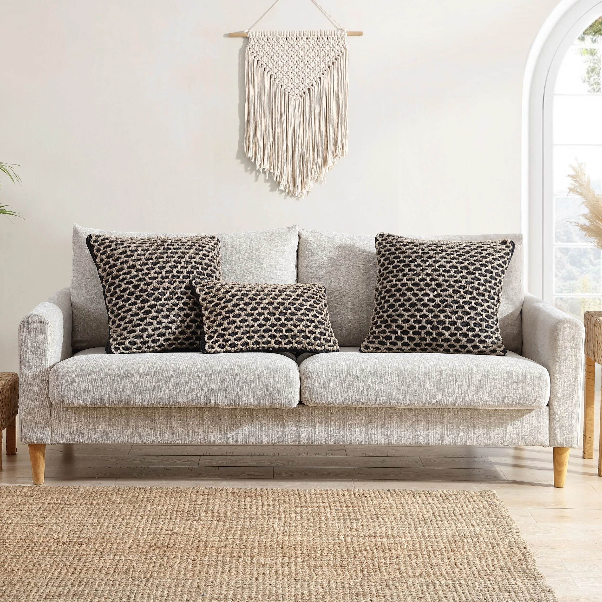 Boho Living Jada Braided Cotton/Jute Throw Pillow Covers