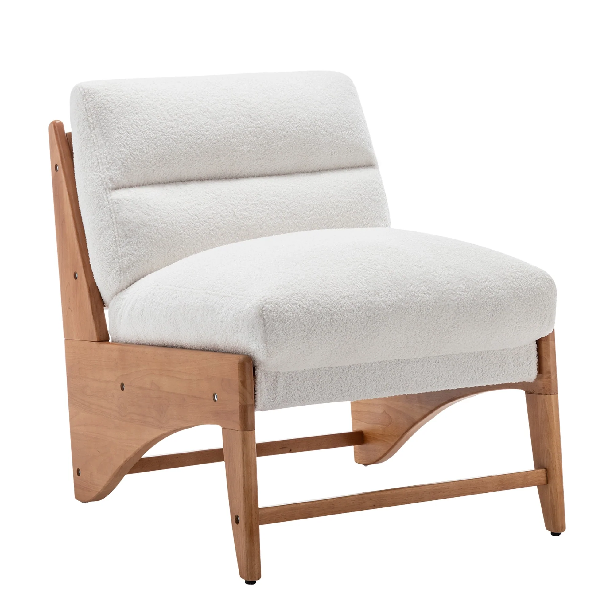 Rattan Chair Mid Century Modern Accent Chair Upholstered Armless Reading Side Chair for Living Room Bedroom Chair