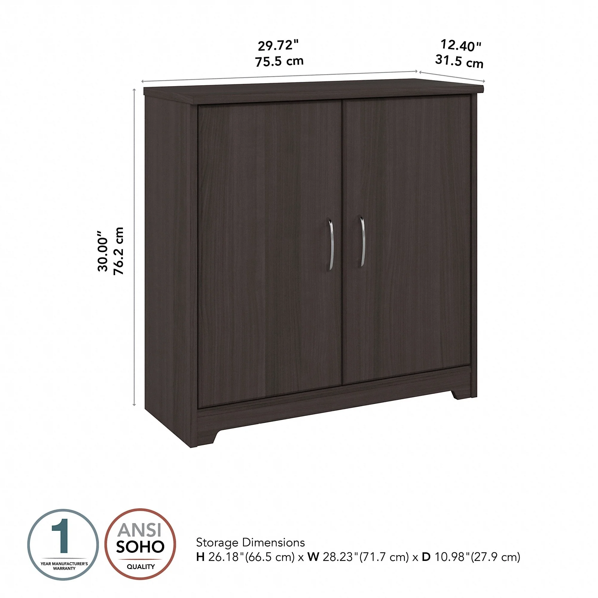 Cabot Small Bathroom Storage Cabinet with Doors by Bush Furniture