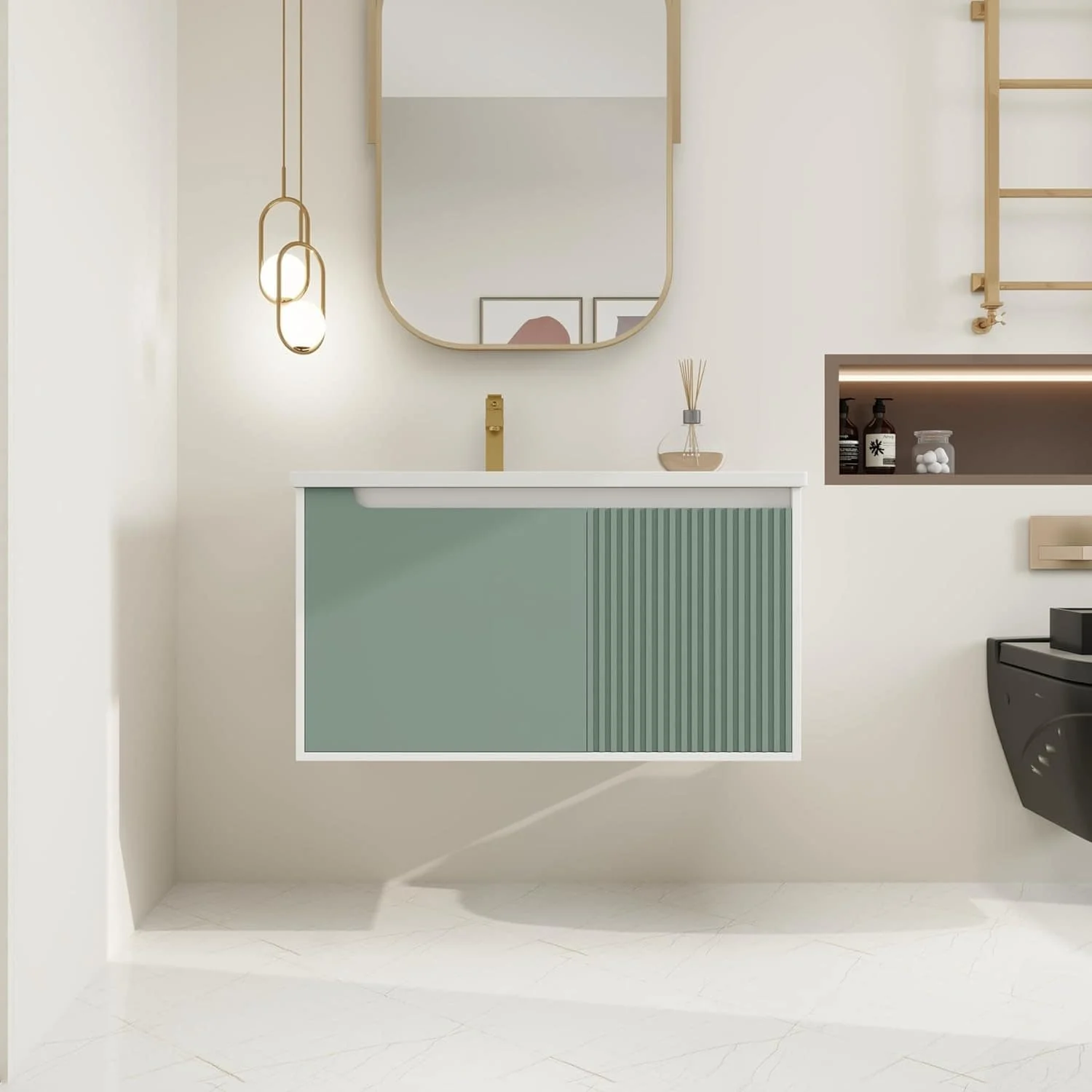 BNK 28/ 32/36/40 Inch Single Sink Bathroom Vanity with Soft Close Door, Modern Floating Vanity