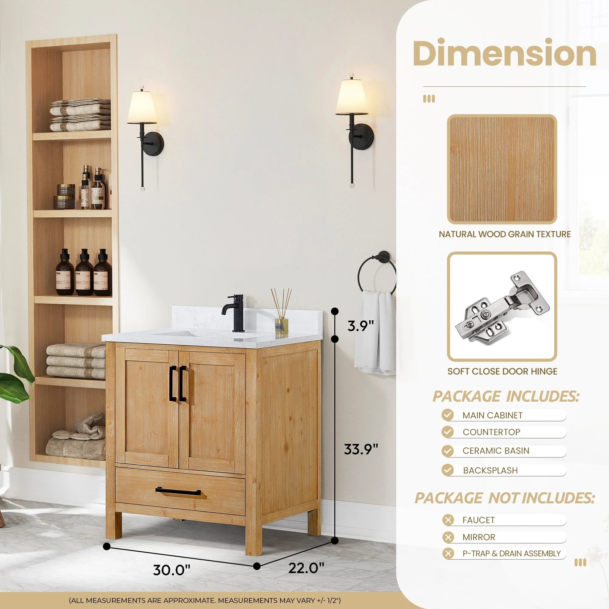 Shannon Bath Vanity with Composite Stone Countertop without Mirror