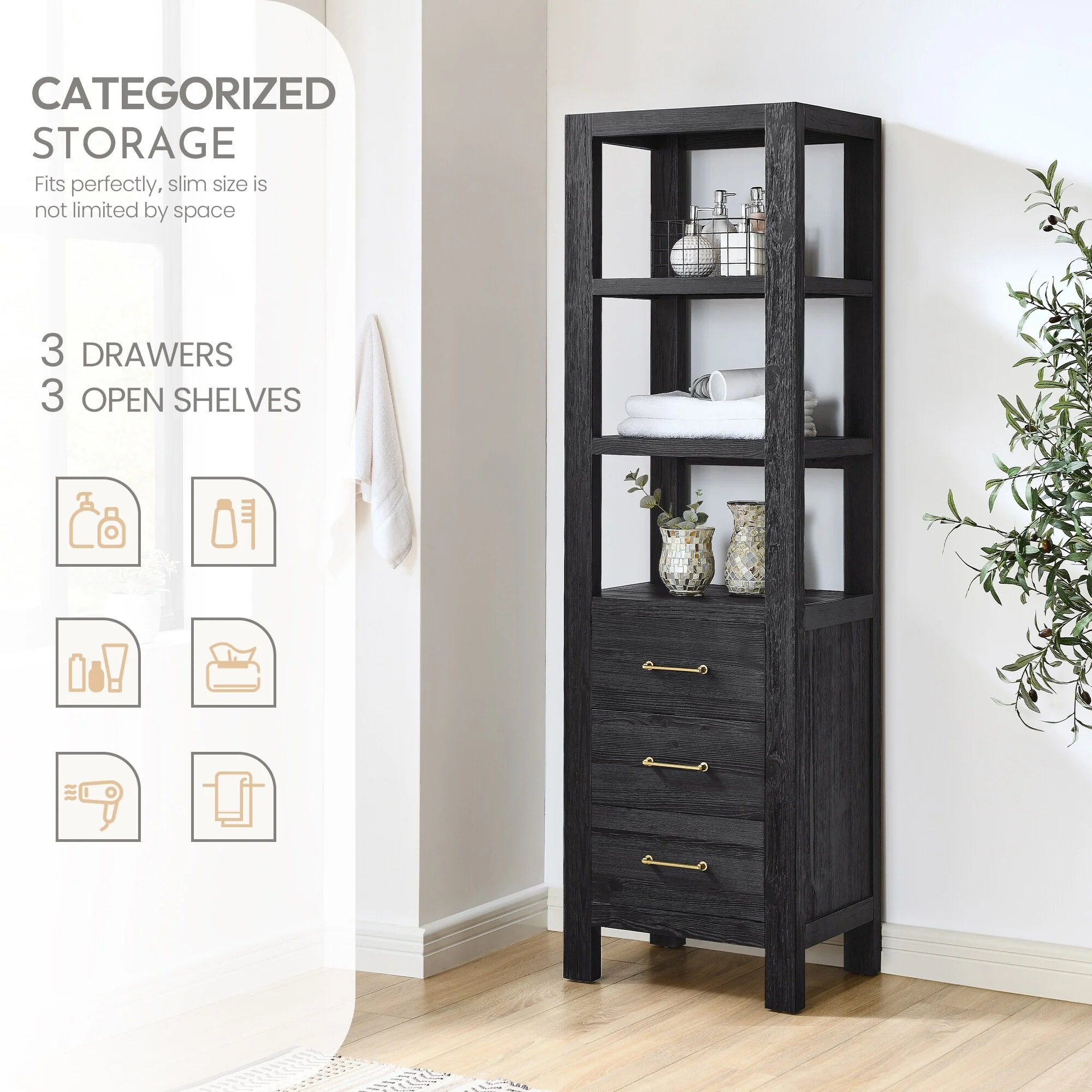 Leon 22 in. Storage Cabinet for Bathroom, Kitchen and Living Room