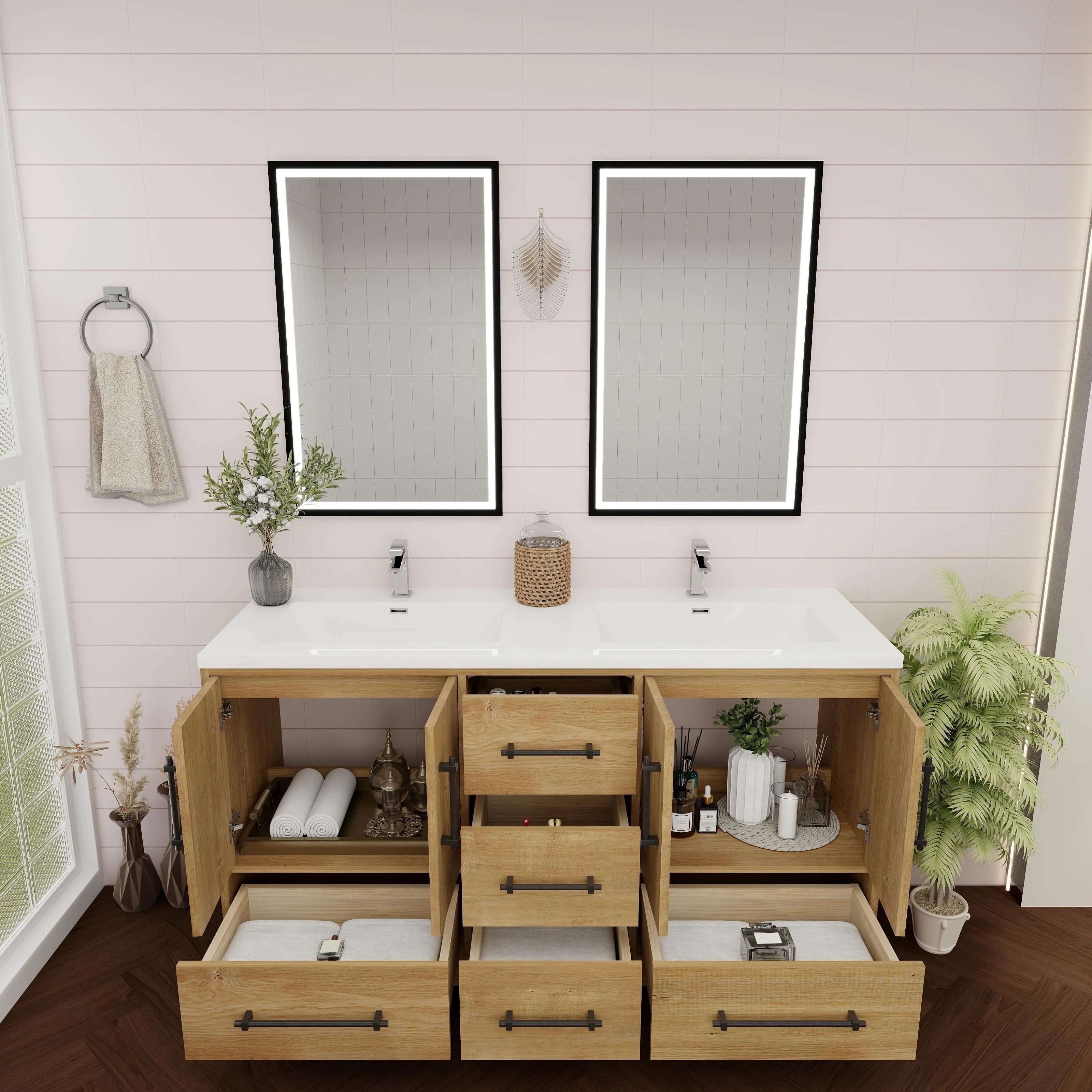 Victoria 60'' Freestanding Vanity with Double Reinforced Acrylic Sink - 59.5