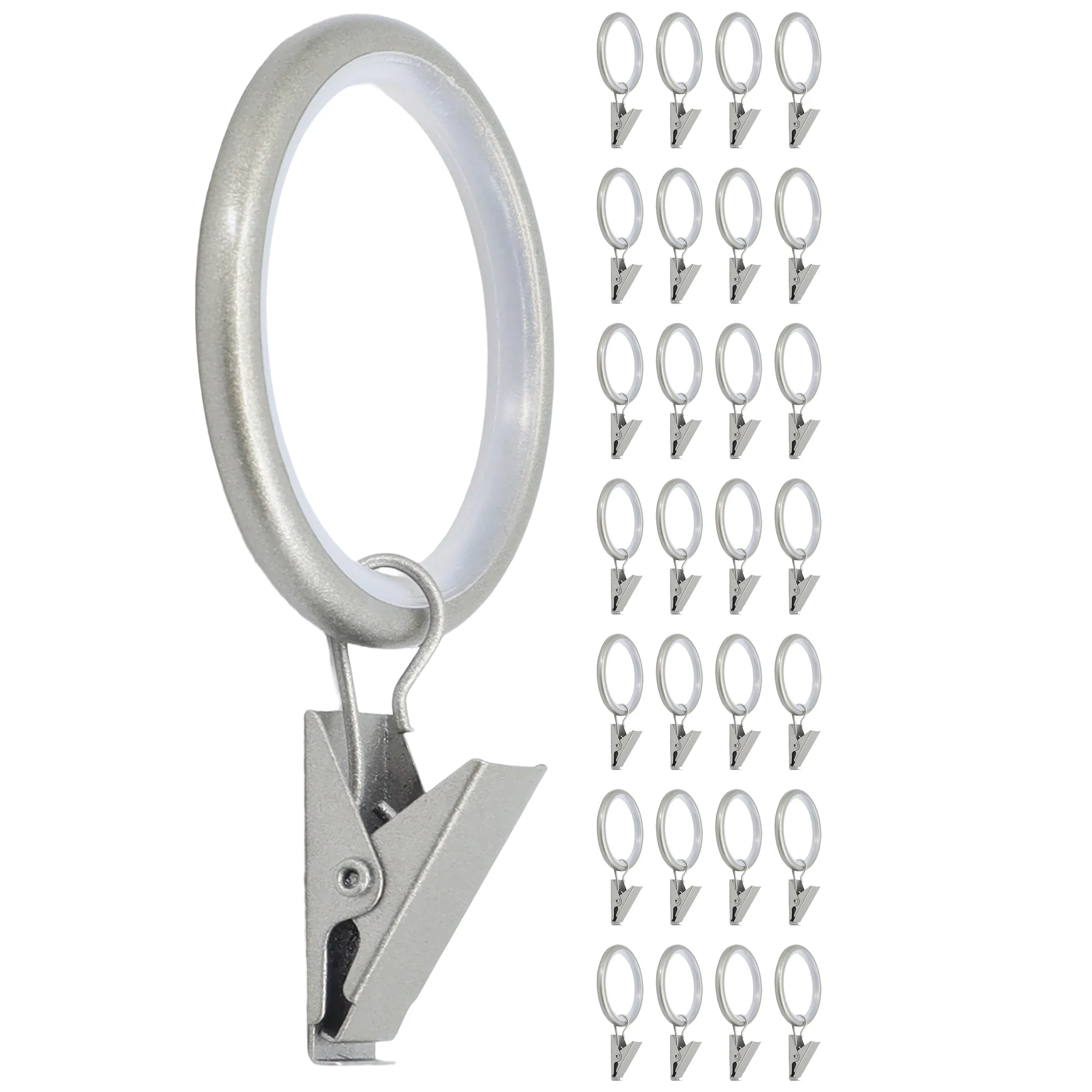 Meriville Drapery Curtain Rings with Clip - 1.5-Inch Inner Diameter with insert