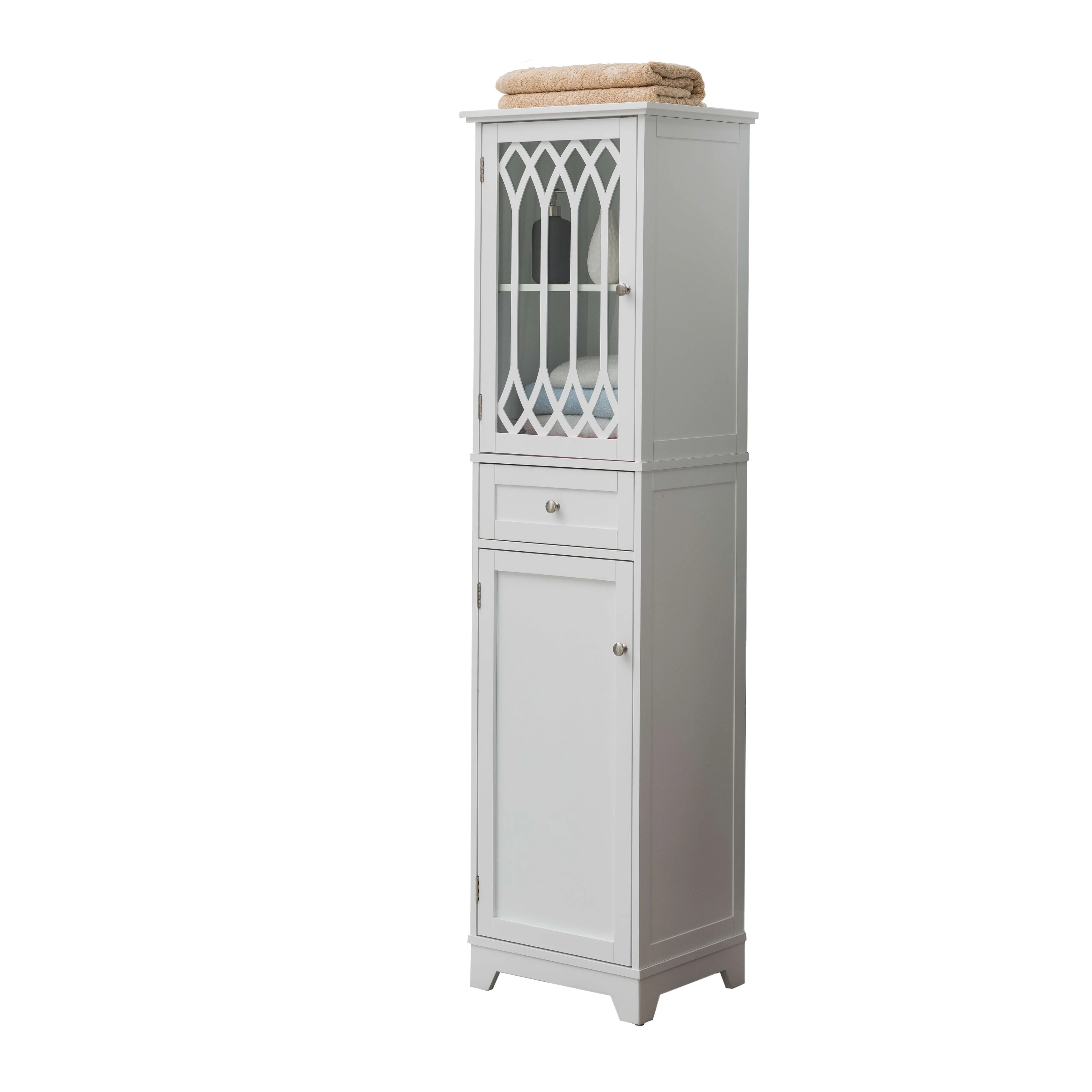 Tall Bathroom Storage Cabinet - Linen Tower, White