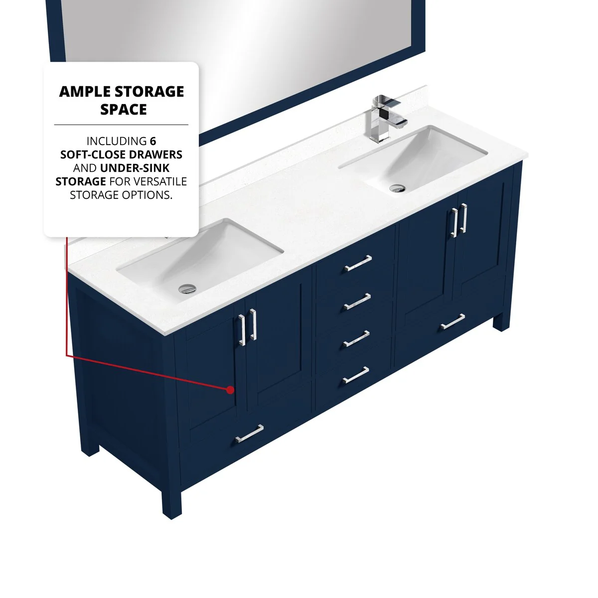 Jacques 72 in. W x 22 in. D White Bath Vanity and Cultured Marble Top