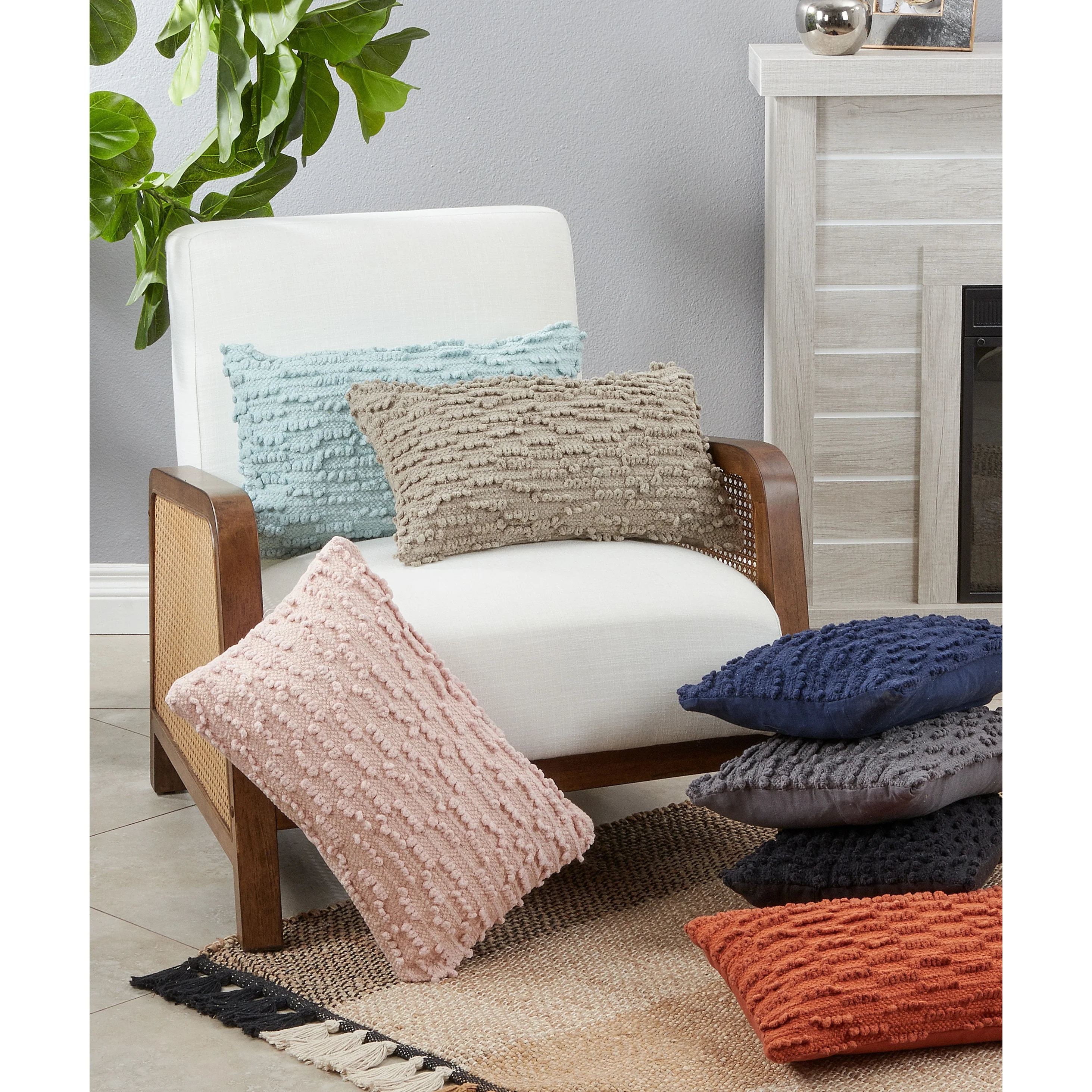 Nubby Design Down Filled Throw Pillow