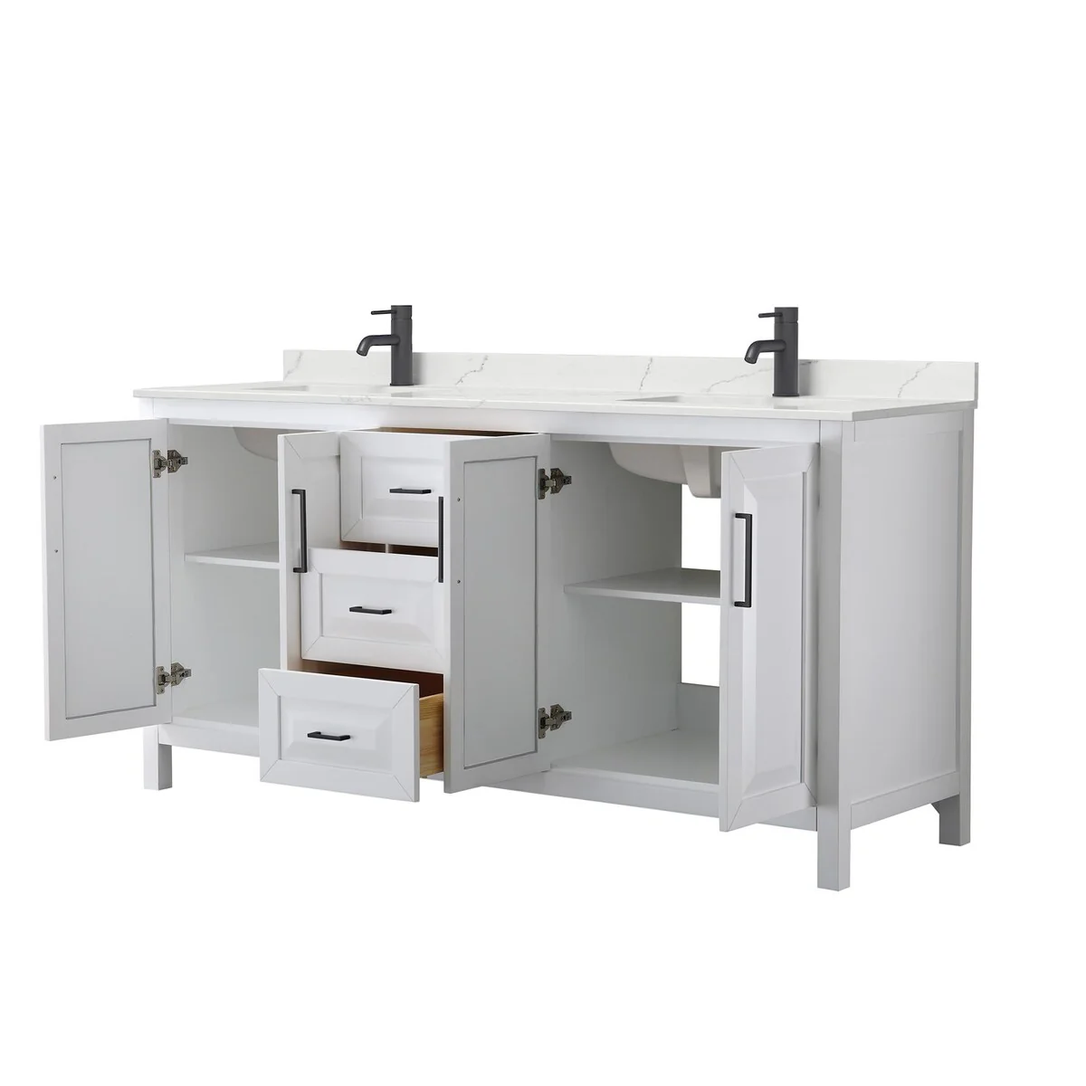 Daria 72-inch Double Vanity, Single Hole Quartz Top