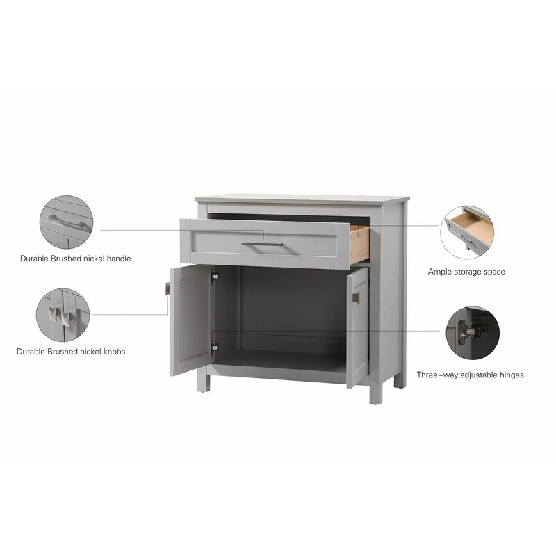 Indigo Home 30 Inch Bathroom Storage Freestanding Cabinet - 30 x 16