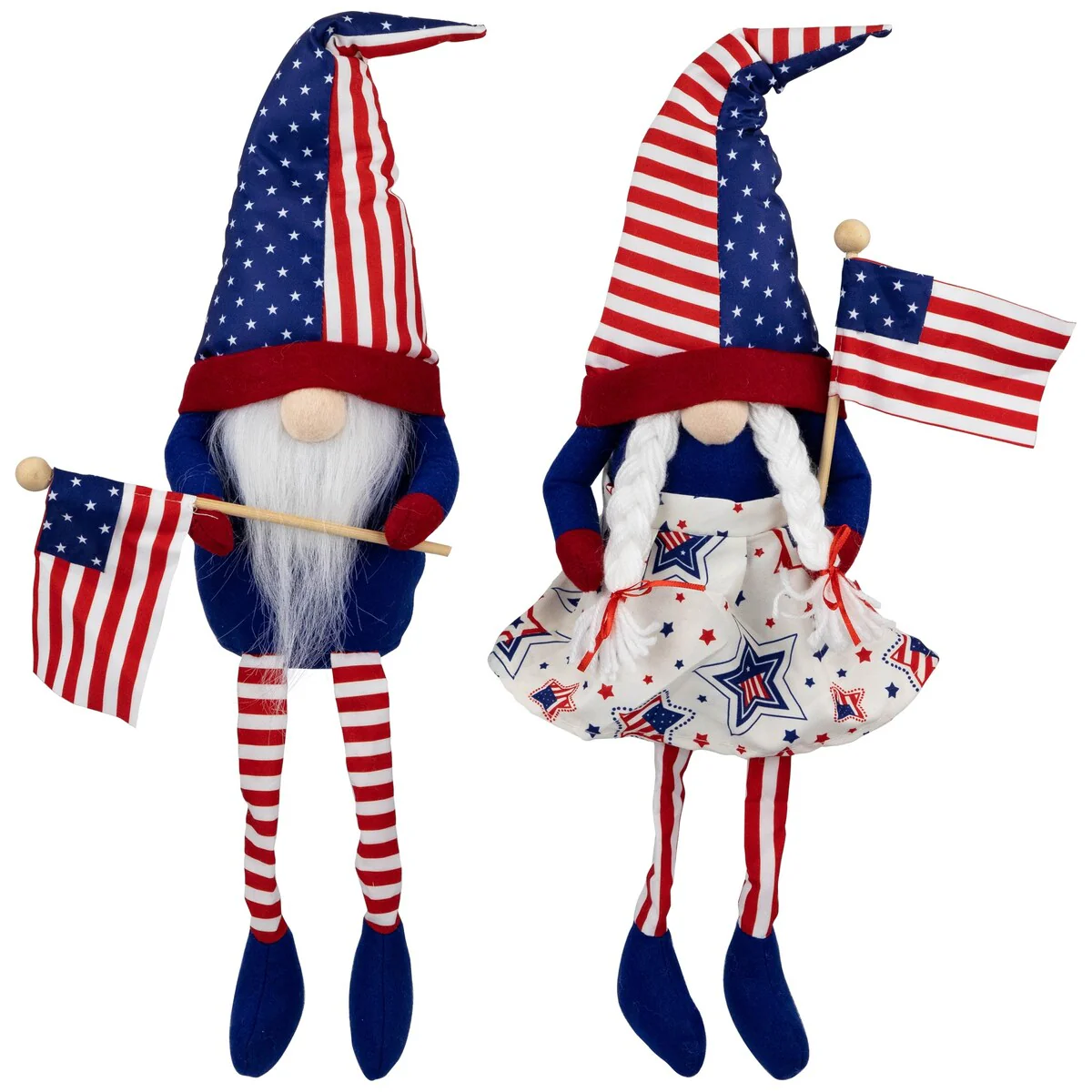 Stars and Stripes Patriotic Gnomes with Dangling Legs - 21.25